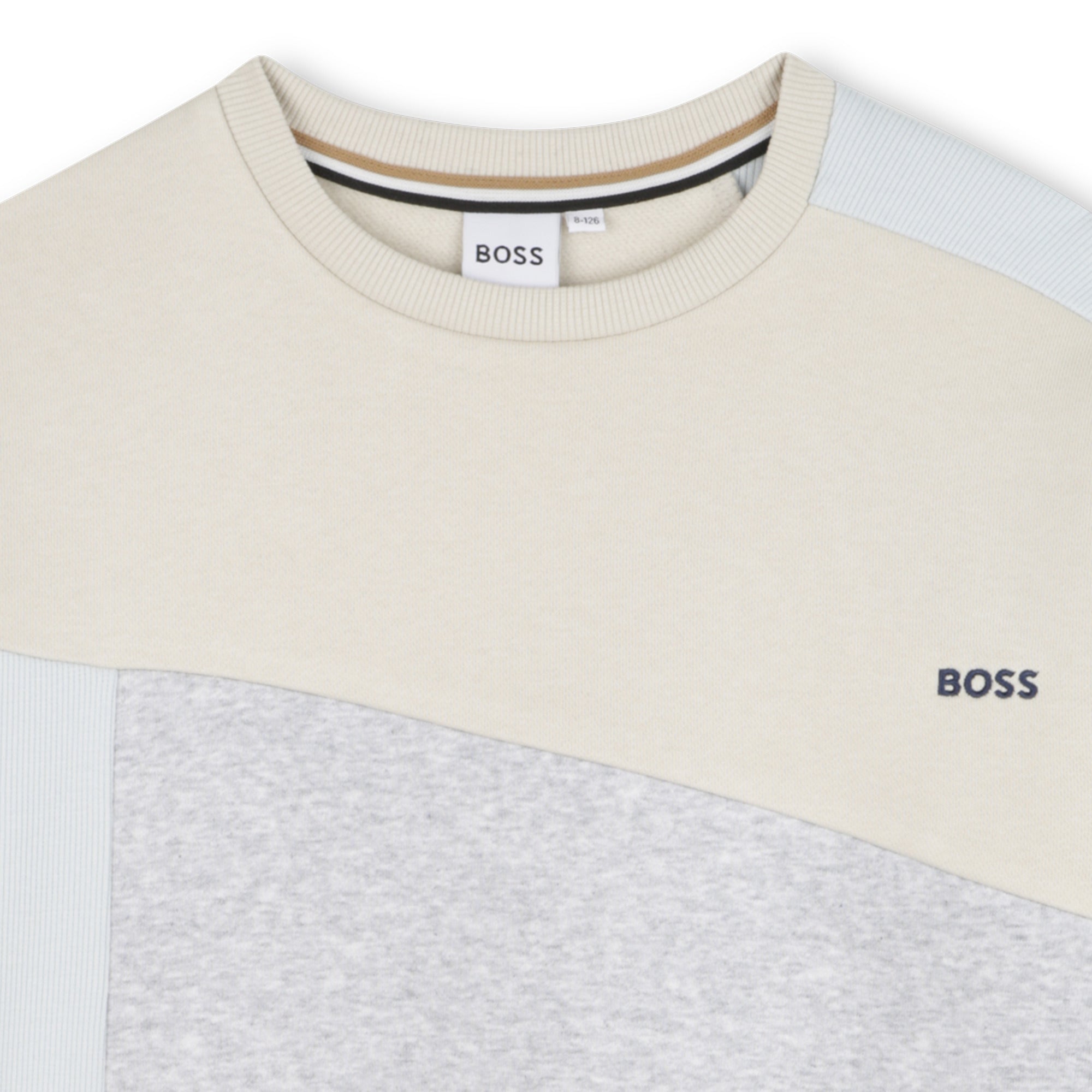 Loose-Fit Brushed Fleece Sweatshirt with Ribbed Yoke and Embroidered Logo Hugo Boss