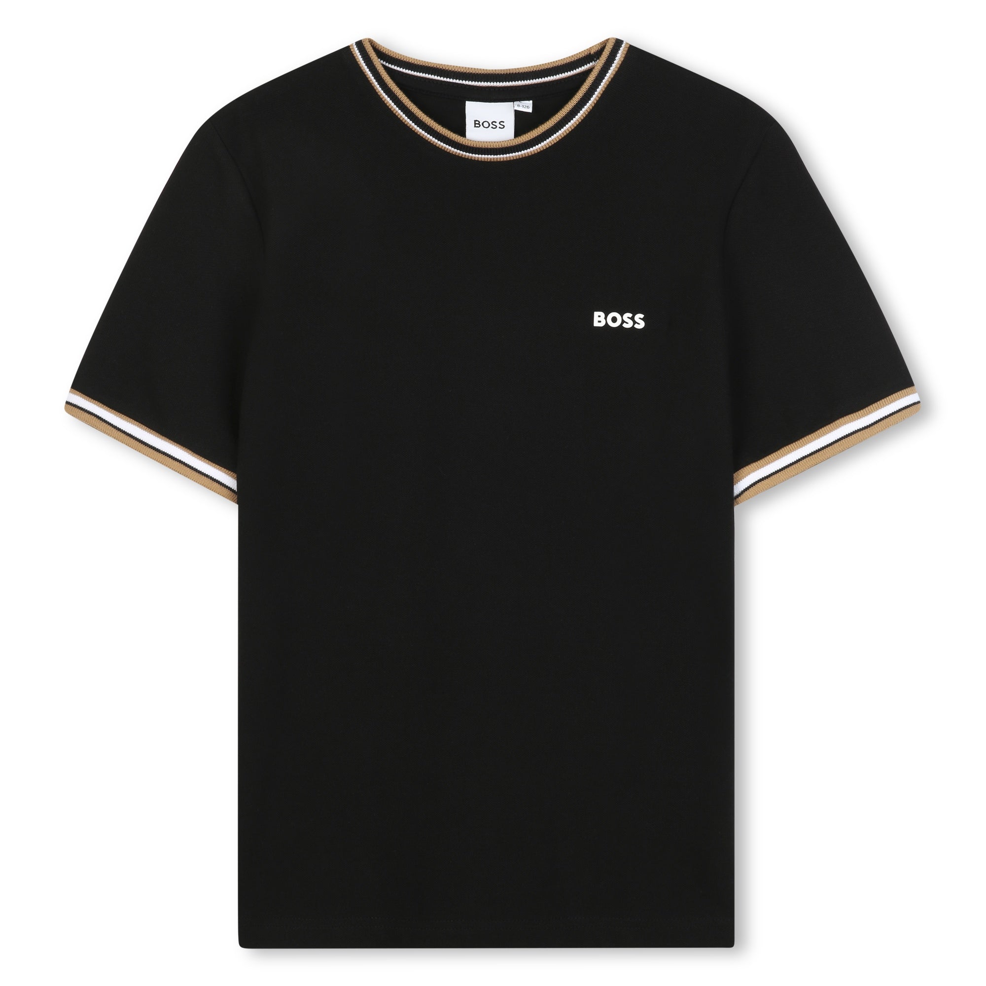 Cotton Piqué Short Sleeve T-Shirt with Iconic Stripe Detail and Logo Hugo Boss