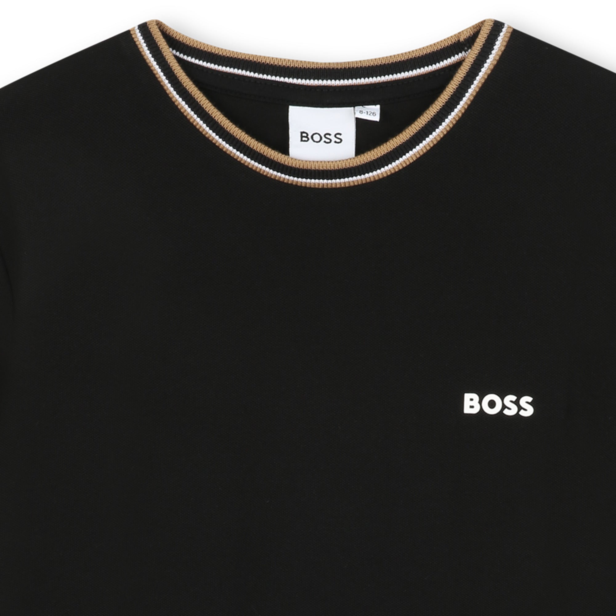 Cotton Piqué Short Sleeve T-Shirt with Iconic Stripe Detail and Logo Hugo Boss