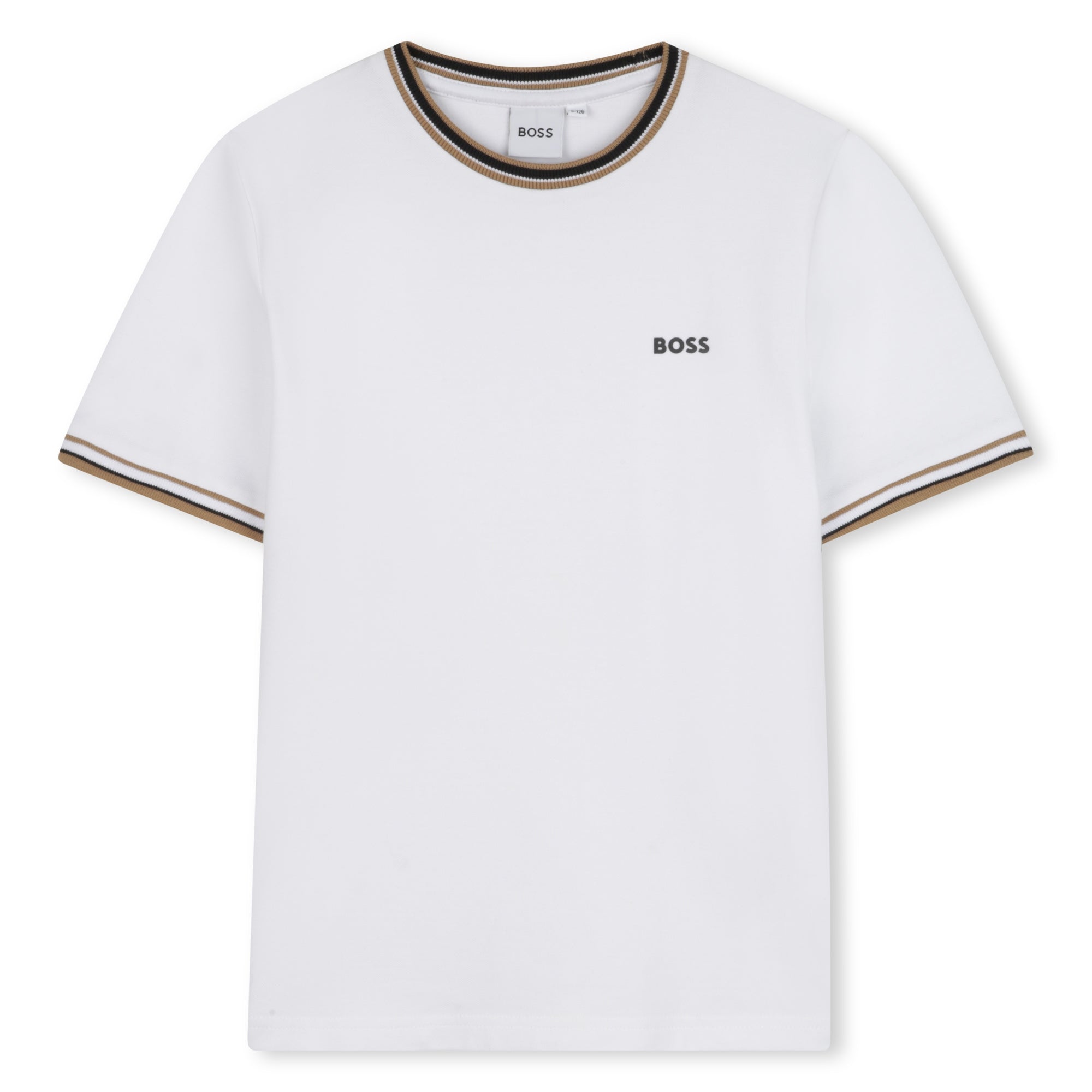 Cotton Piqué Short Sleeve T-Shirt with Iconic Stripe Detail and Logo Hugo Boss