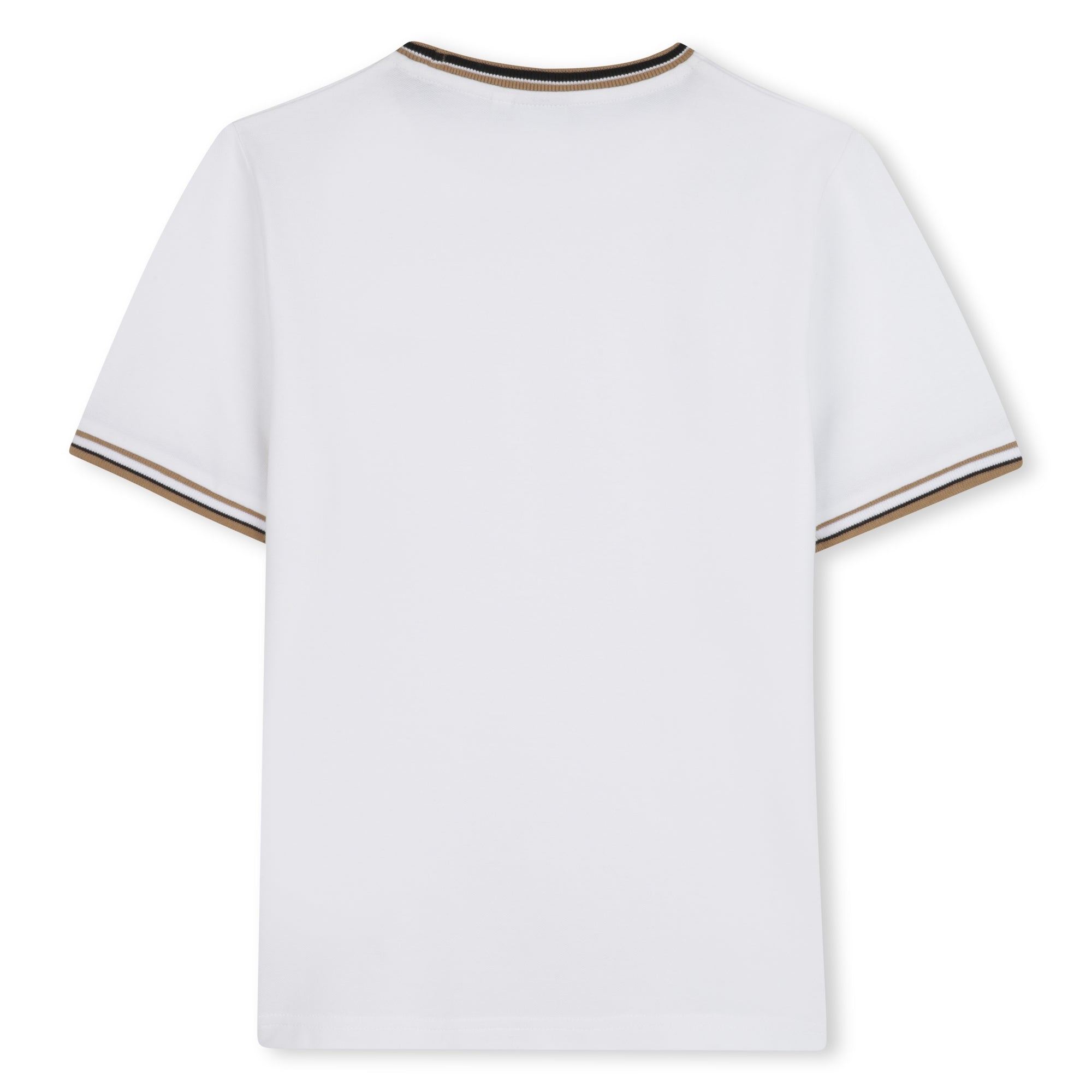 Cotton Piqué Short Sleeve T-Shirt with Iconic Stripe Detail and Logo