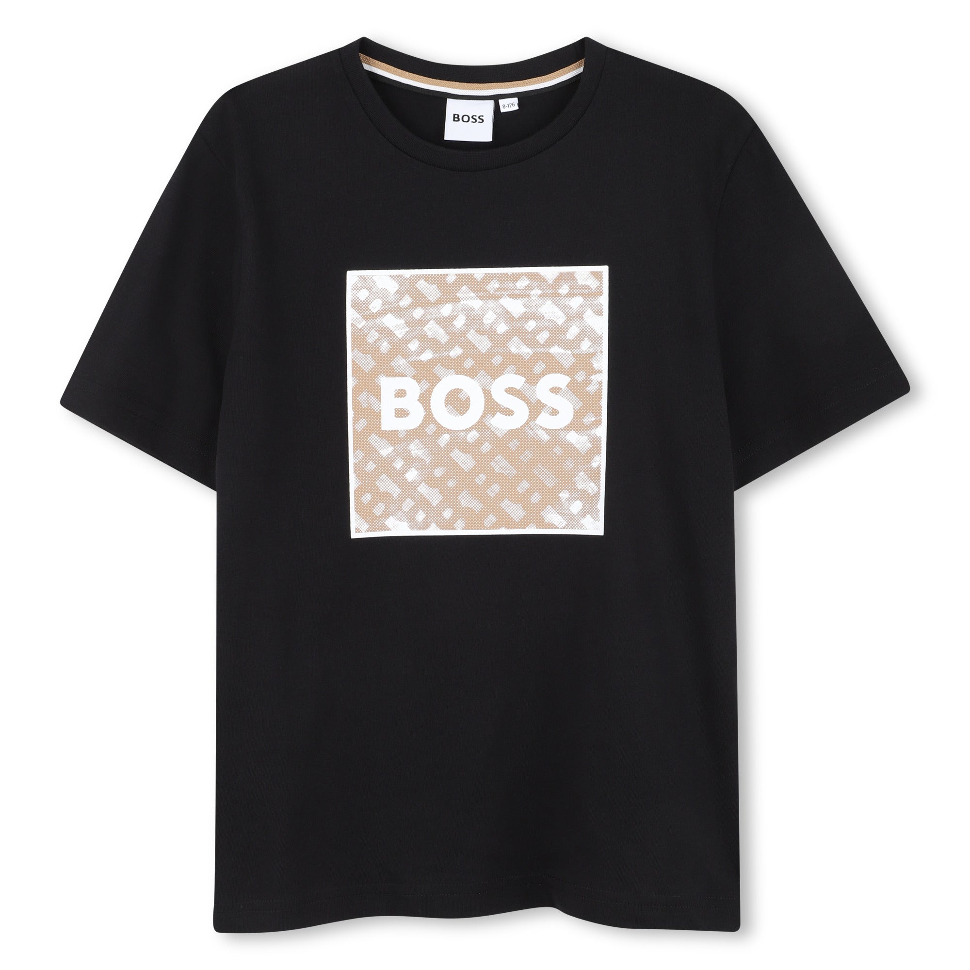 Cotton Jersey Short Sleeve T-Shirt with Monogram Print and Logo Hugo Boss