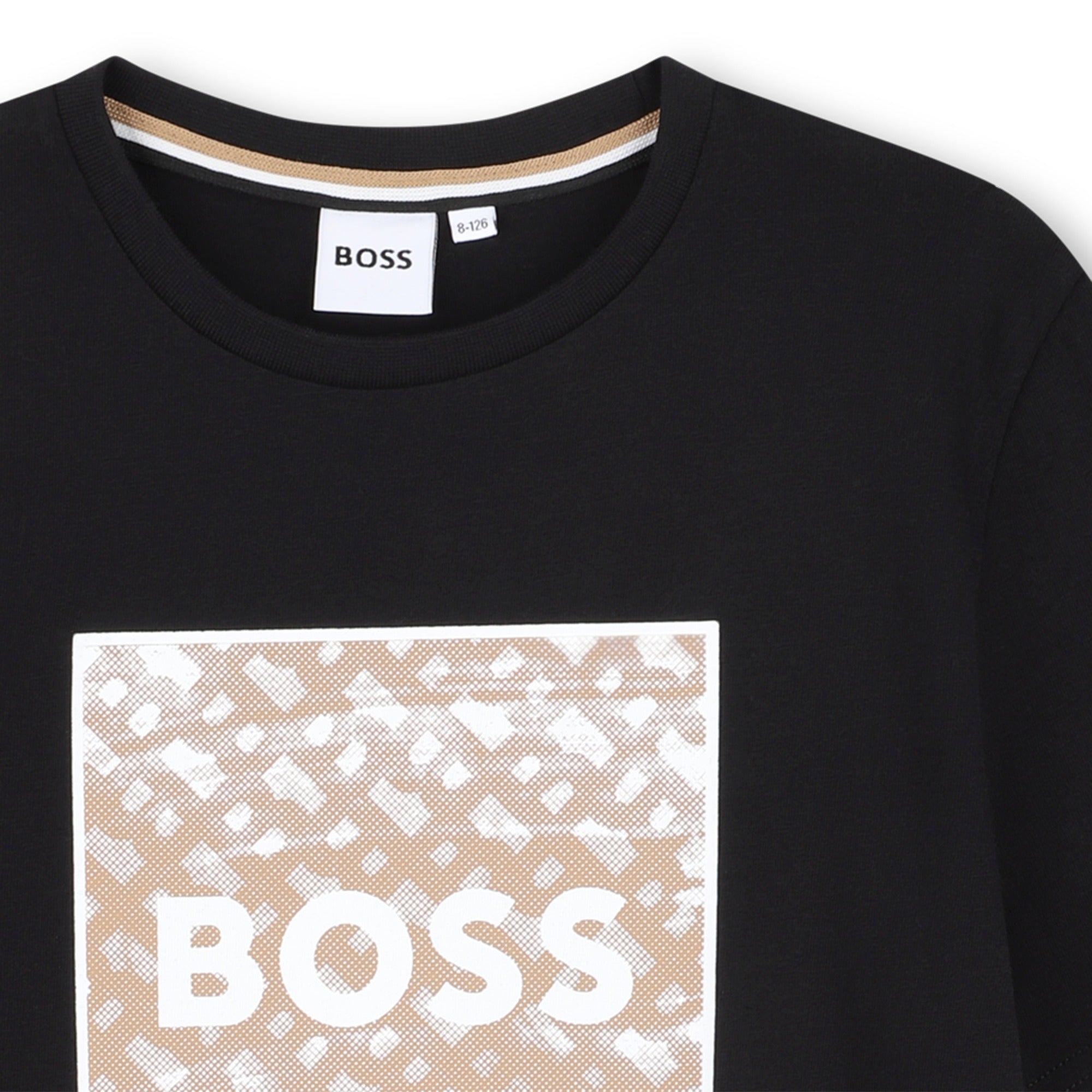 Cotton Jersey Short Sleeve T-Shirt with Monogram Print and Logo Hugo Boss