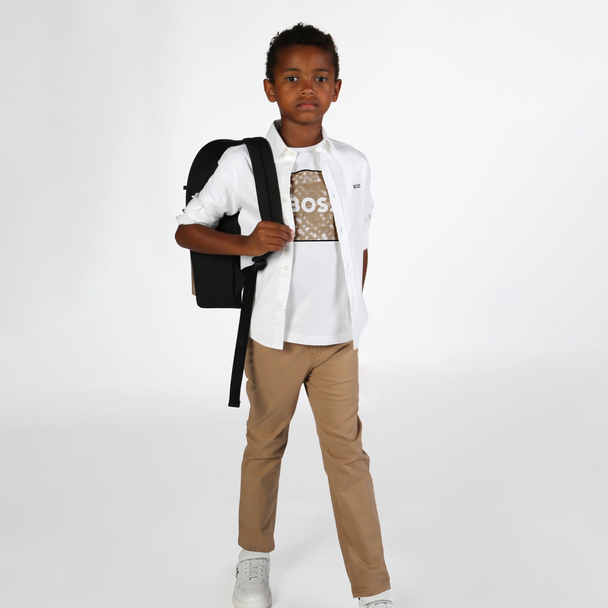 Cotton Jersey Short Sleeve T-Shirt with Monogram Print and Logo Hugo Boss