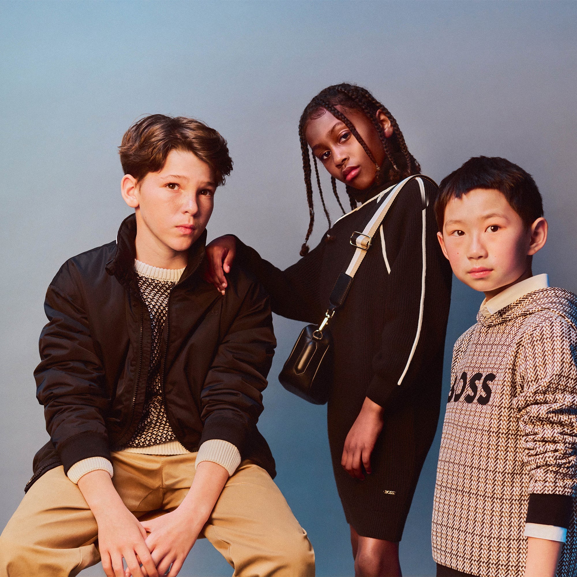 Polyester Jacket with Stand-Up Collar, Hidden Hood and Logo Print Hugo Boss