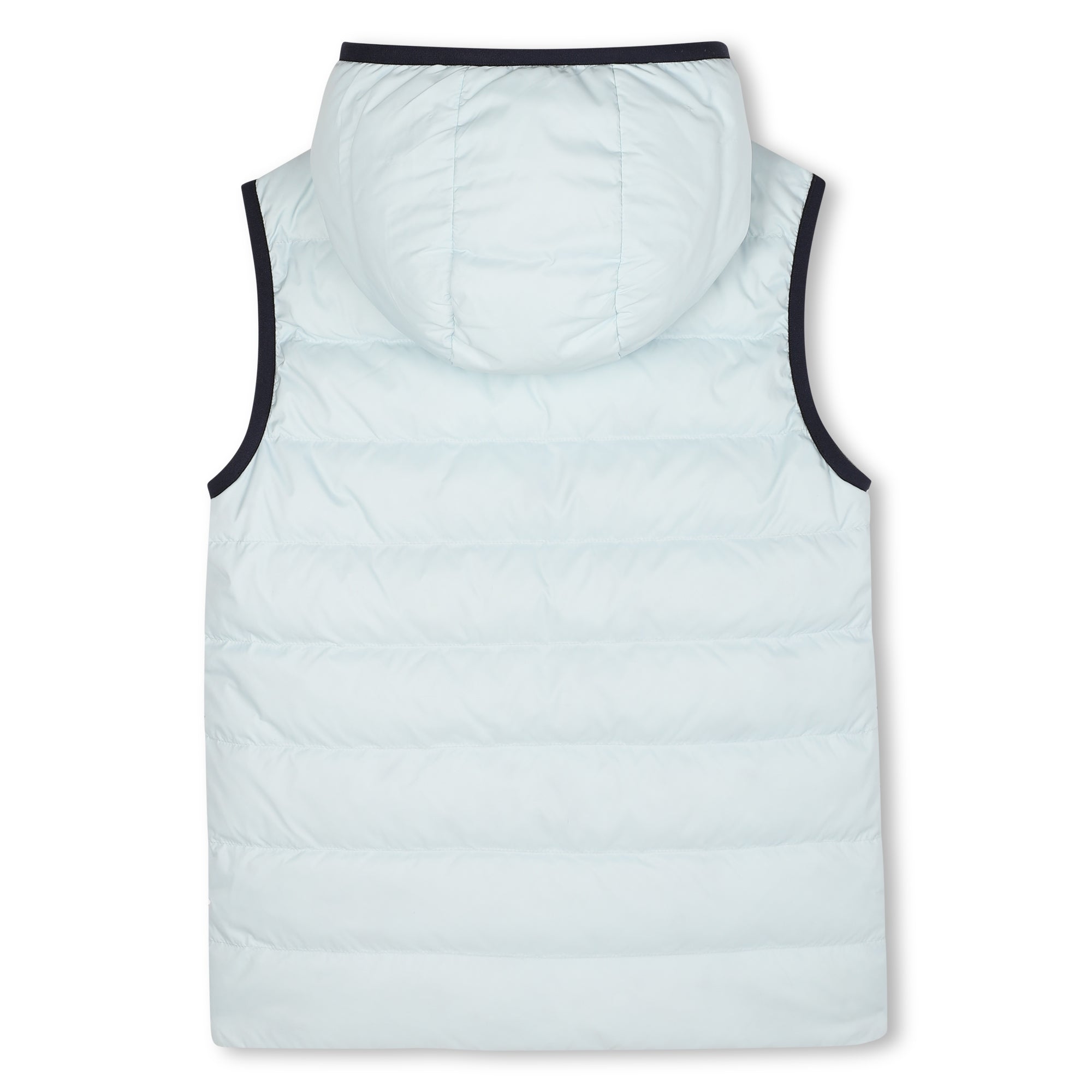 Reversible Sleeveless Hooded Down Jacket with Logo Print