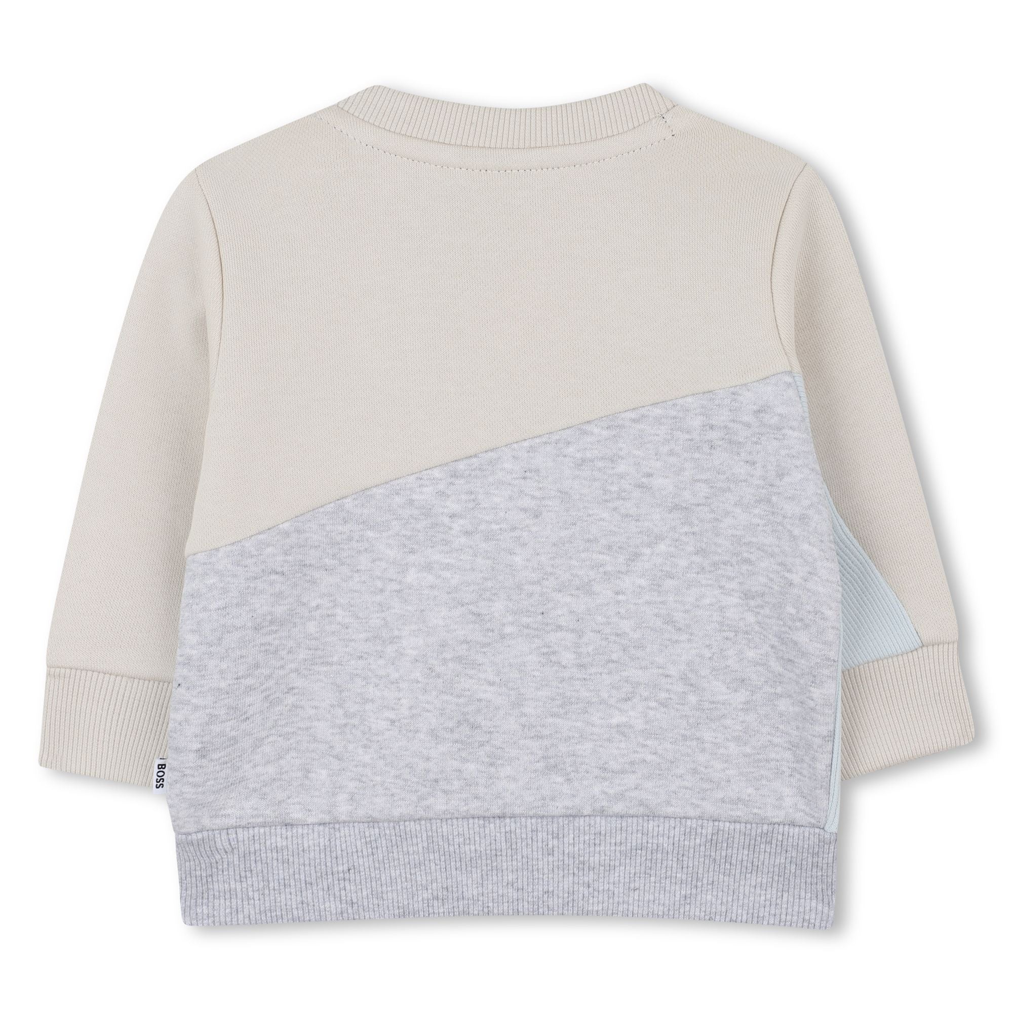 Brushed Fleece Sweatshirt with Ribbed Yoke and Embroidered Logo