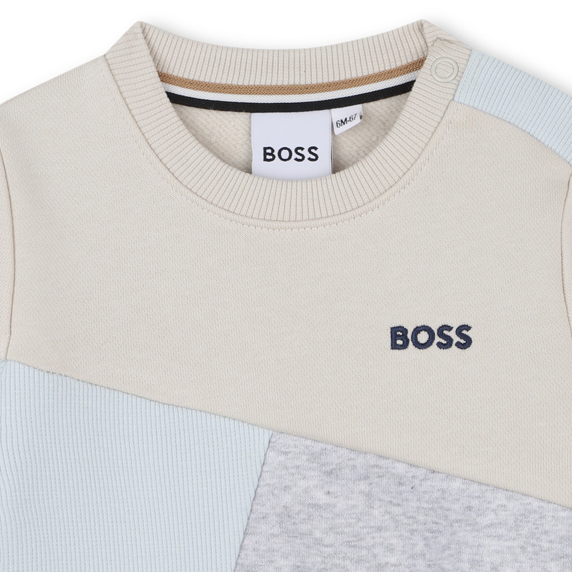 Brushed Fleece Sweatshirt with Ribbed Yoke and Embroidered Logo