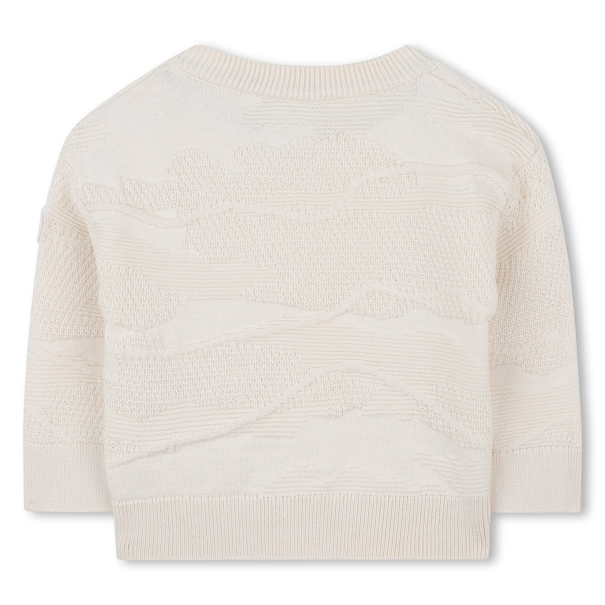 Cotton Knit Sweater with All-Over Dot Pattern and Logo Badge