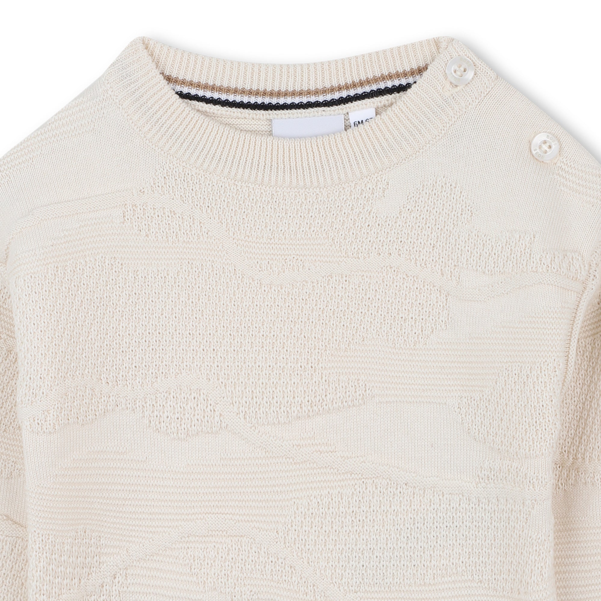Cotton Knit Sweater with All-Over Dot Pattern and Logo Badge