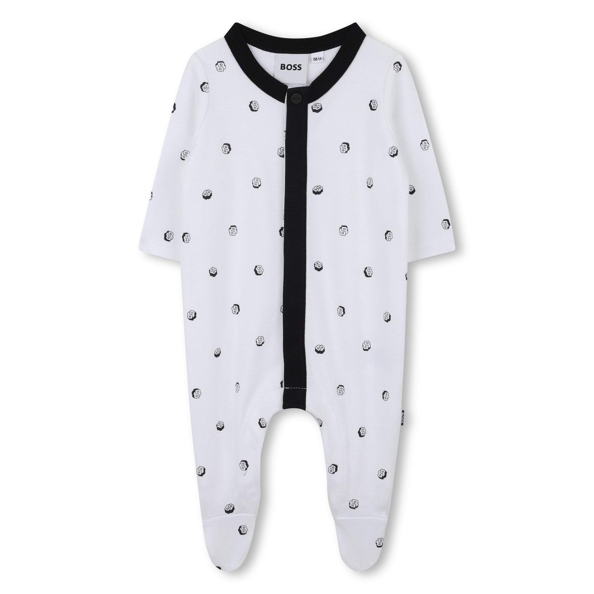 White and Black Cotton Newborn Gift Set with Babygrow, Bodysuit and Two Hats