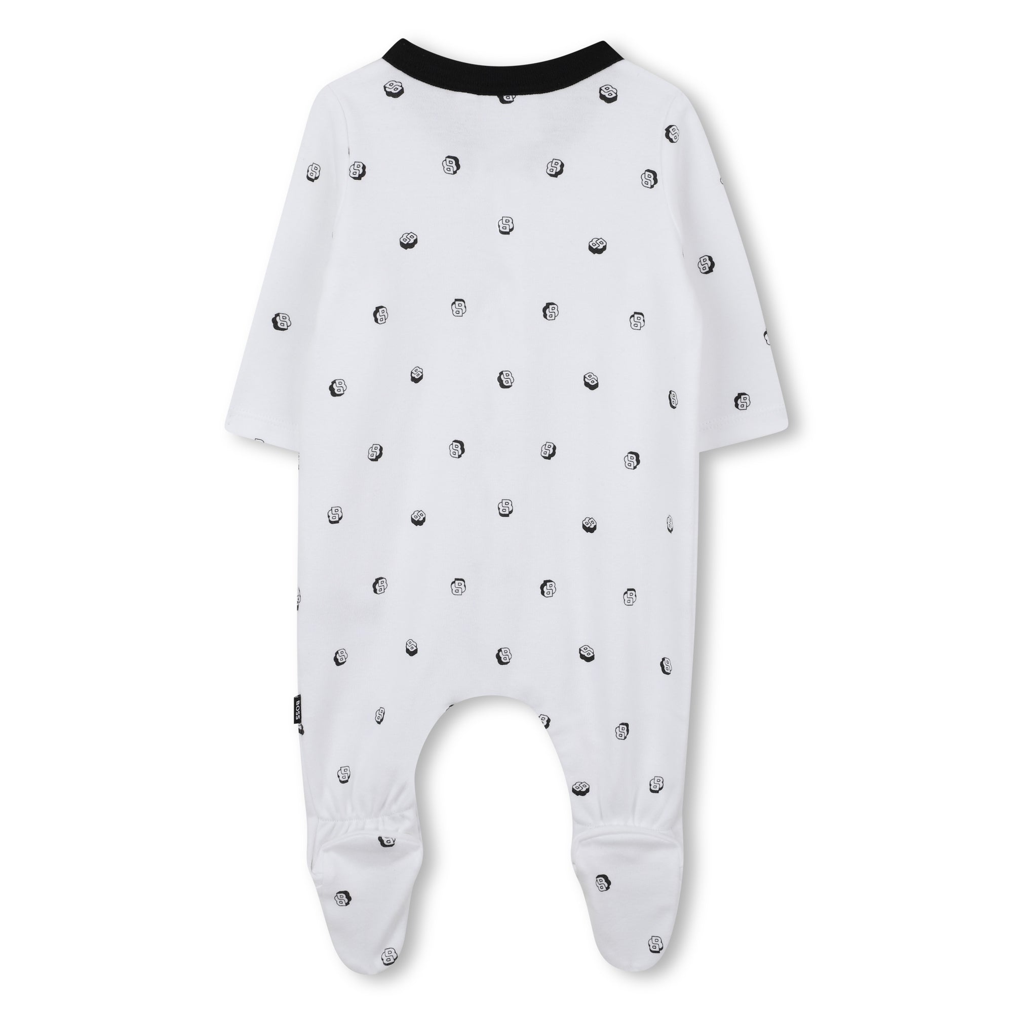 White and Black Cotton Newborn Gift Set with Babygrow, Bodysuit and Two Hats