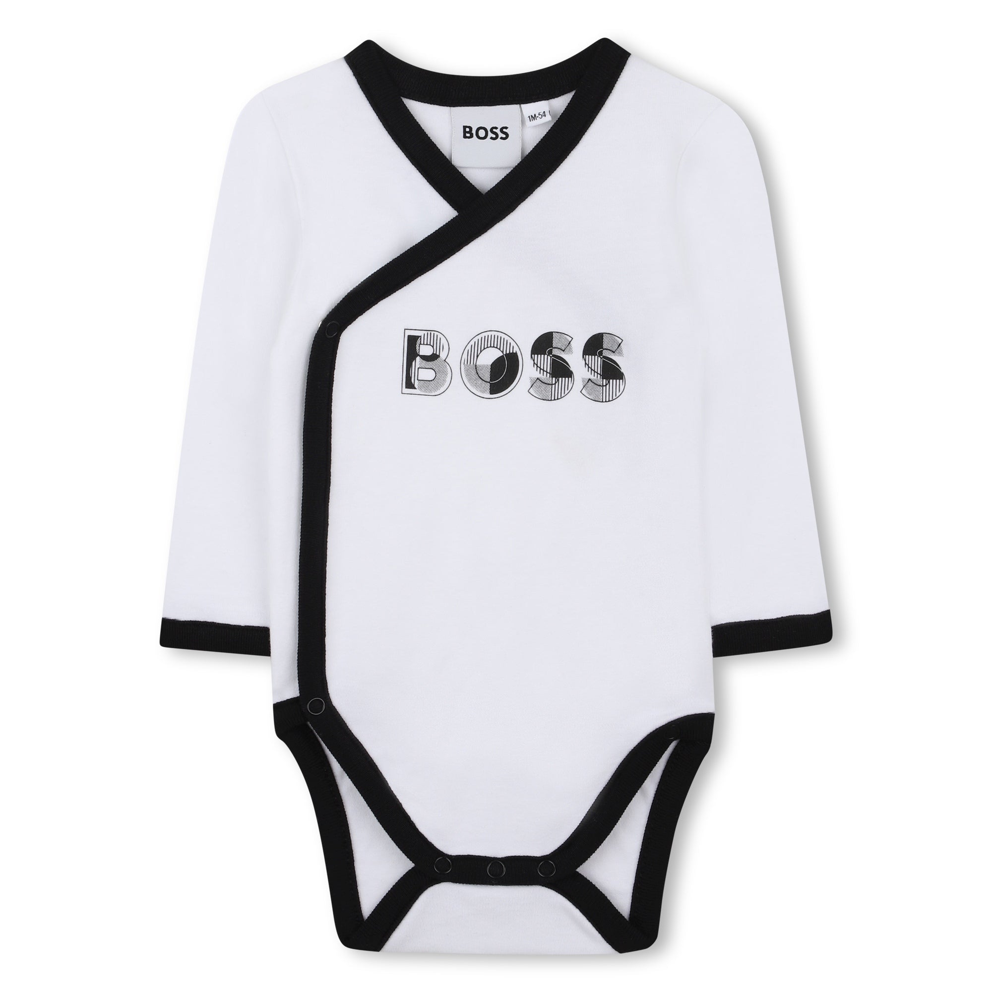 White and Black Cotton Newborn Gift Set with Babygrow, Bodysuit and Two Hats Hugo Boss