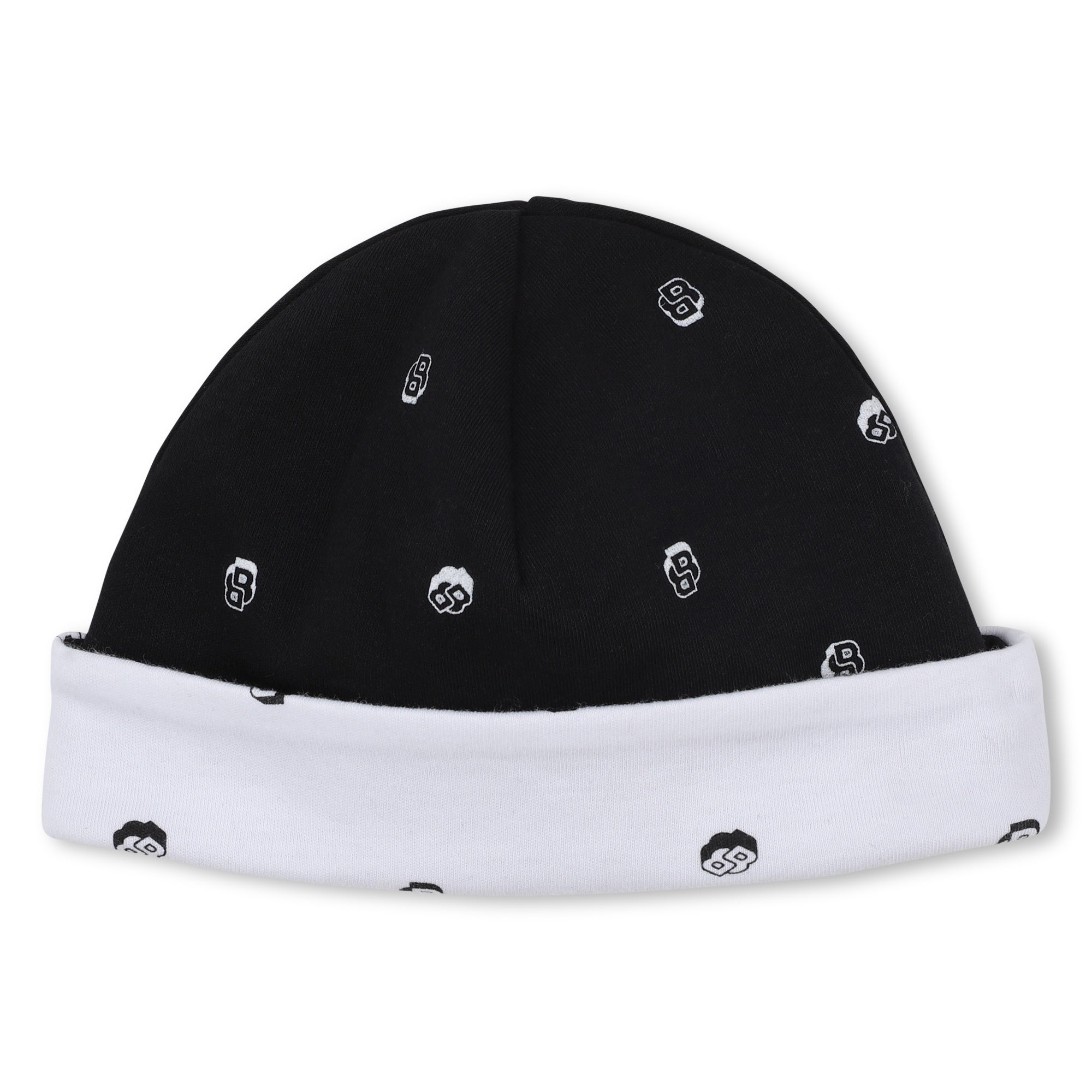 White and Black Cotton Newborn Gift Set with Babygrow, Bodysuit and Two Hats