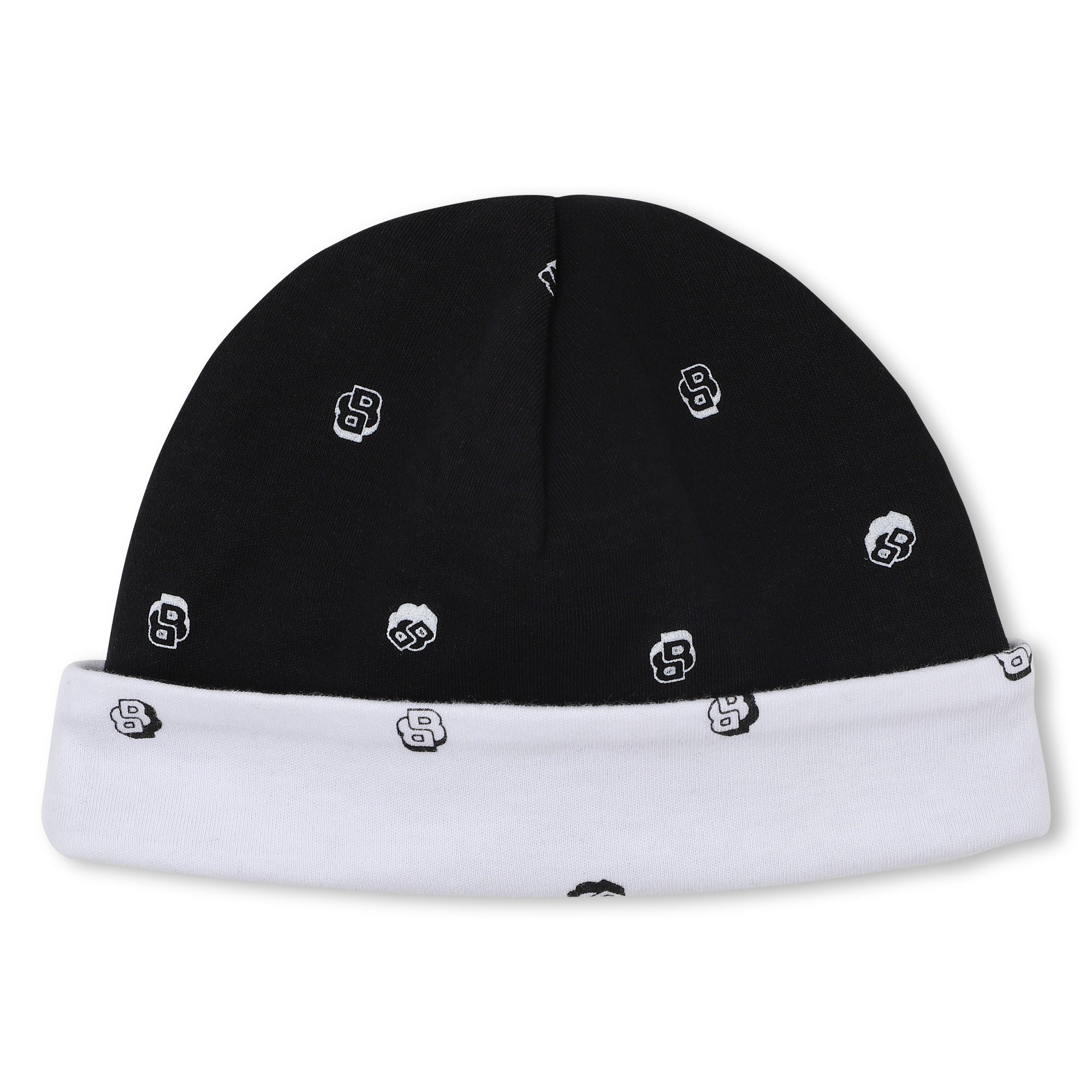 White and Black Cotton Newborn Gift Set with Babygrow, Bodysuit and Two Hats