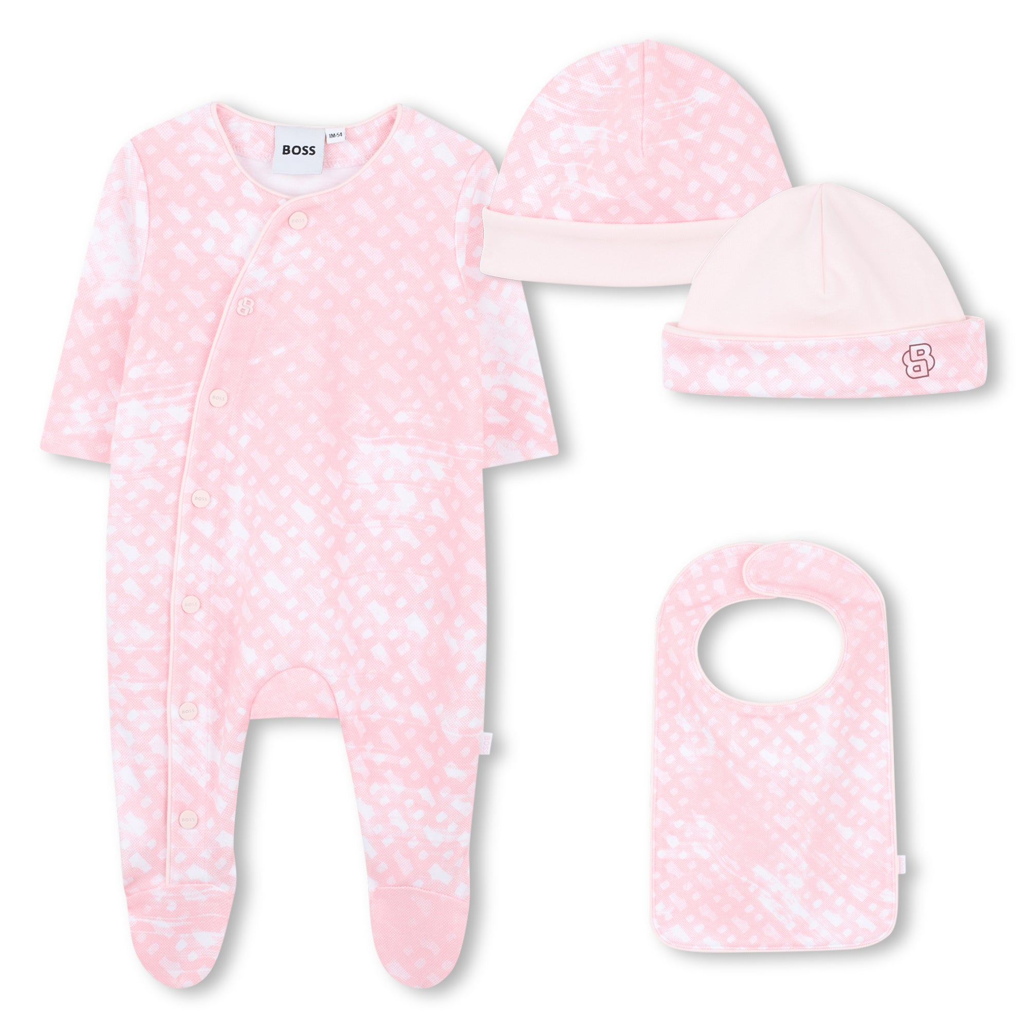 Baby Sleepsuit and Hat Set in Soft Pink