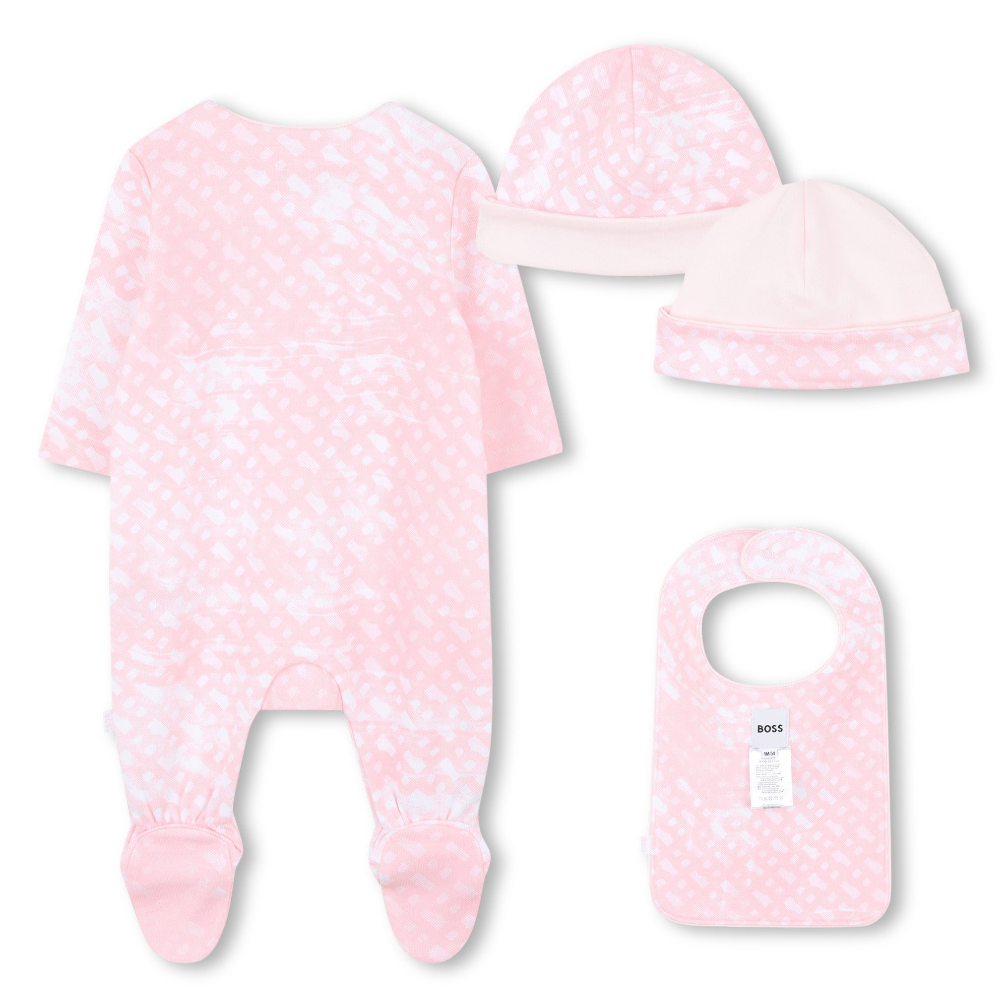Baby Sleepsuit and Hat Set in Soft Pink