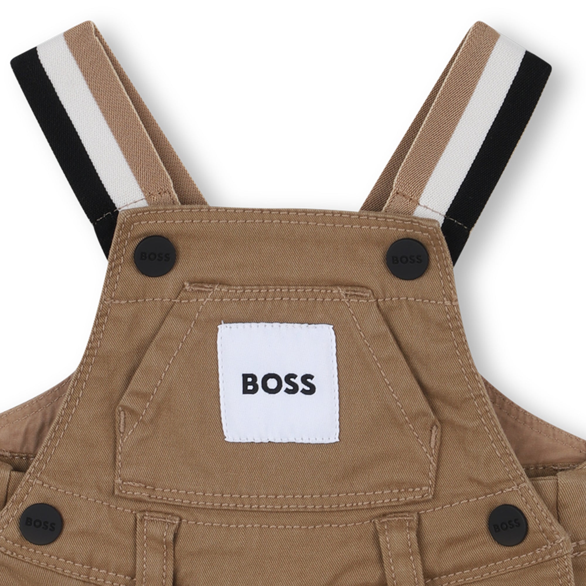 Cotton Blend Overalls with Logo Patch, Camel