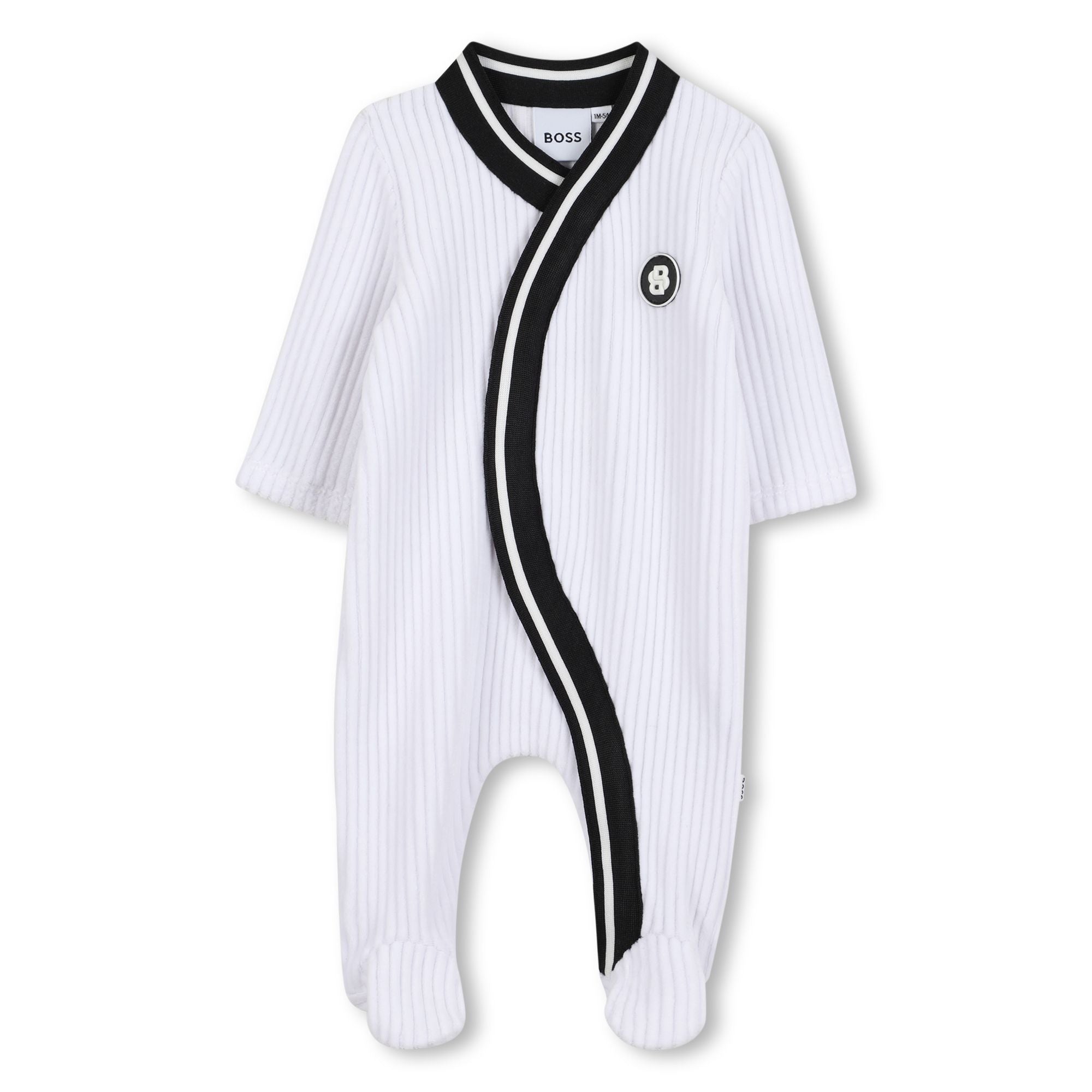 Corduroy Pyjamas and Hat Set with Logo Details
