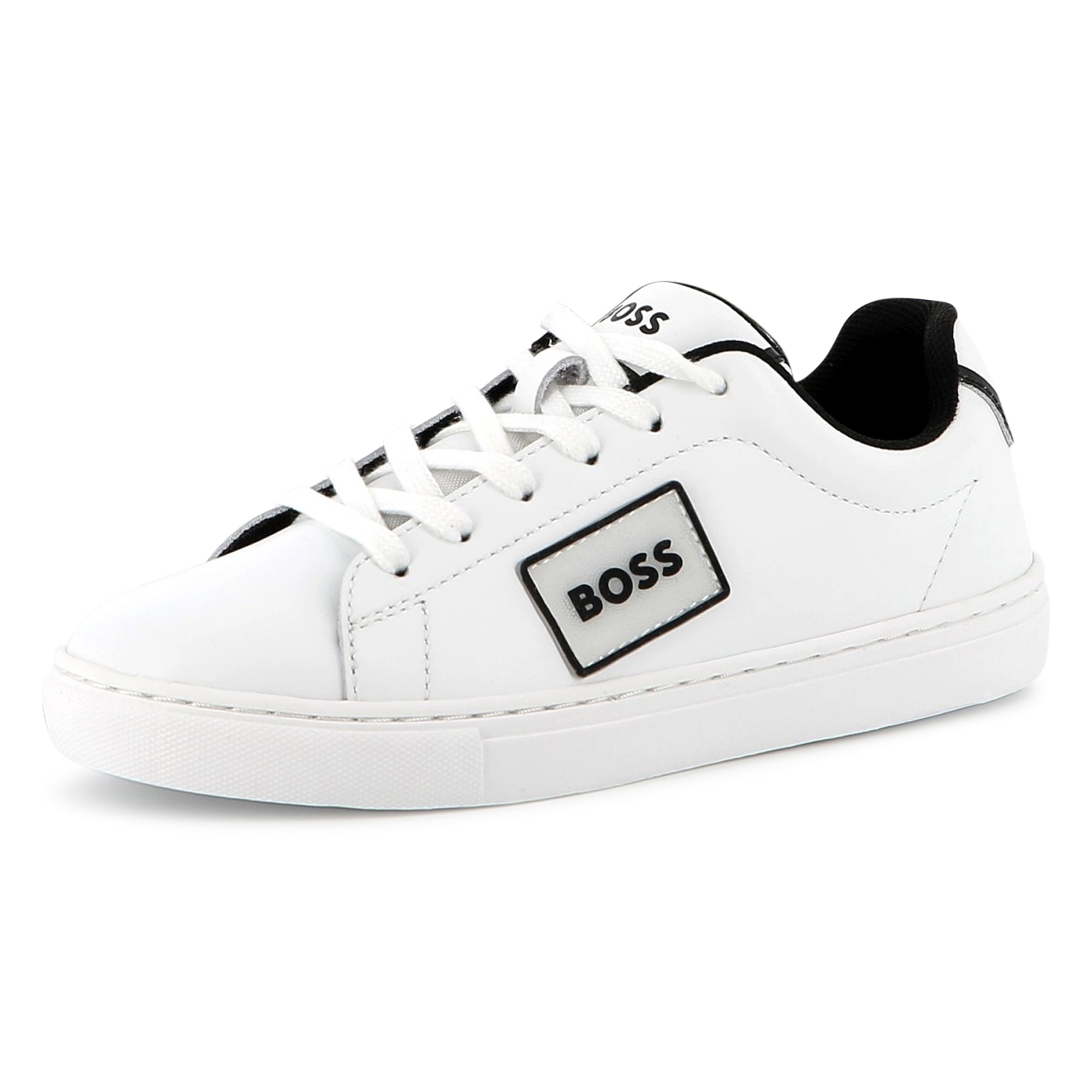 Cow Leather Trainers with Branded Details and TPR Outsole