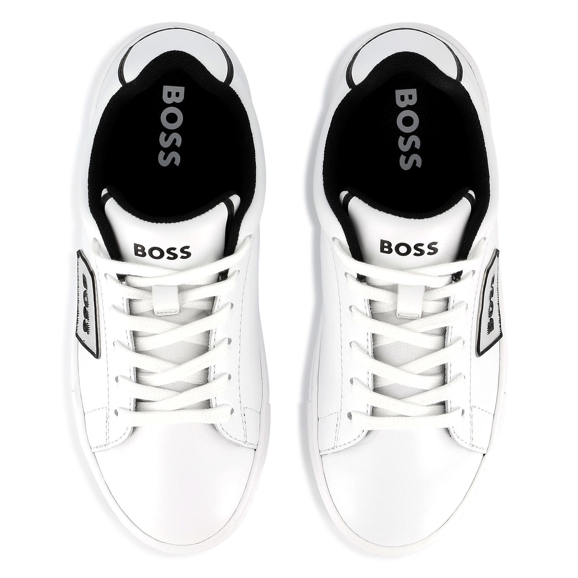 Cow Leather Trainers with Branded Details and TPR Outsole Hugo Boss