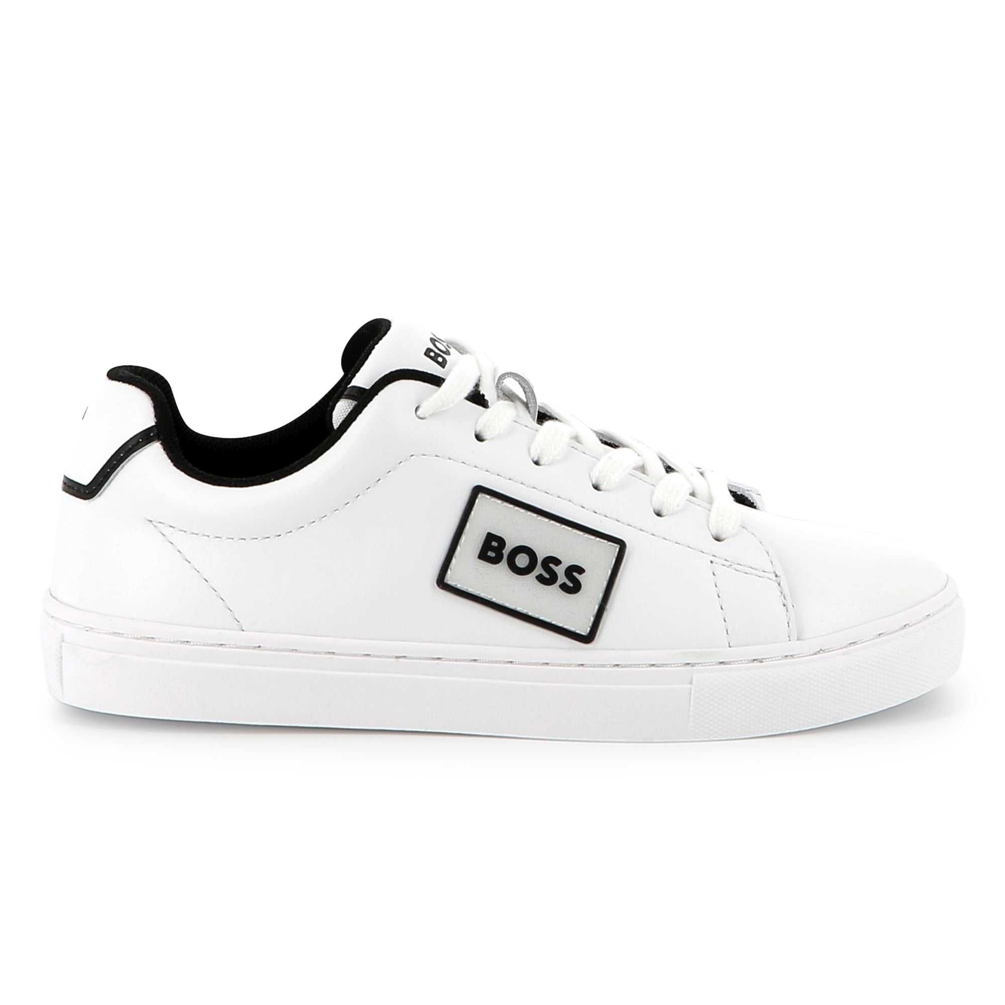 Cow Leather Trainers with Branded Details and TPR Outsole Hugo Boss