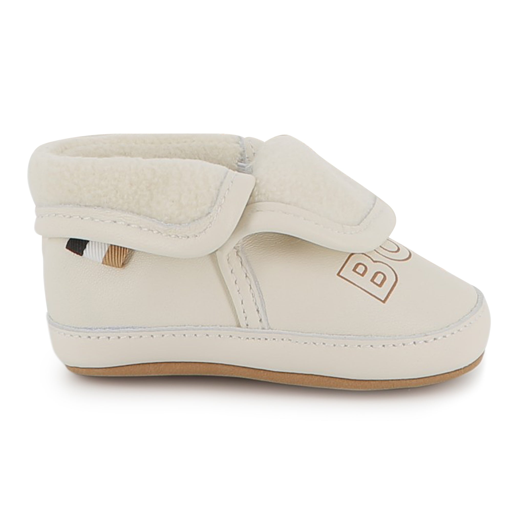 Sheep Leather Slippers with Elastic Fastener and Faux Shearling Lining Hugo Boss