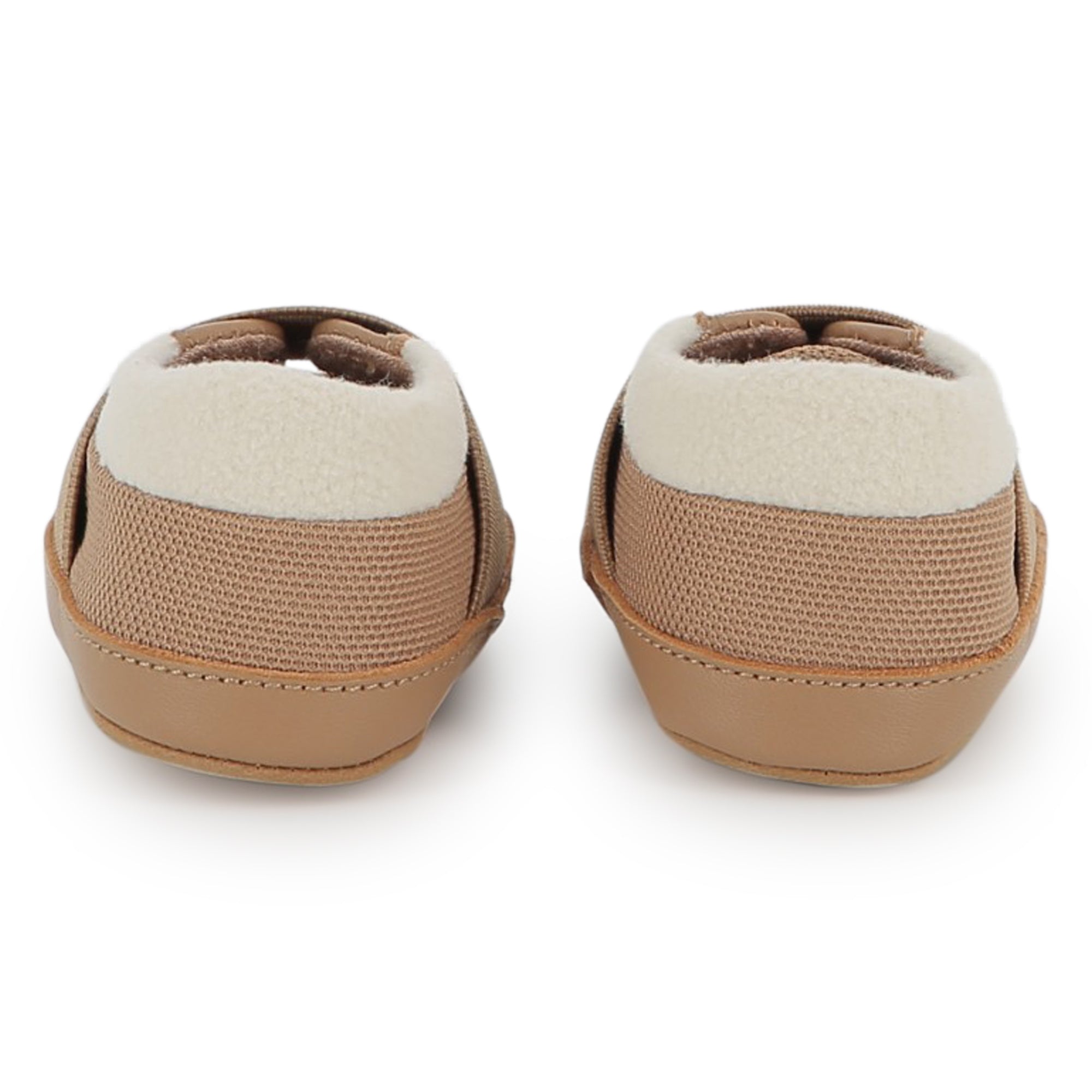 Sheep Leather and Fleece Slippers with Elastic Closure