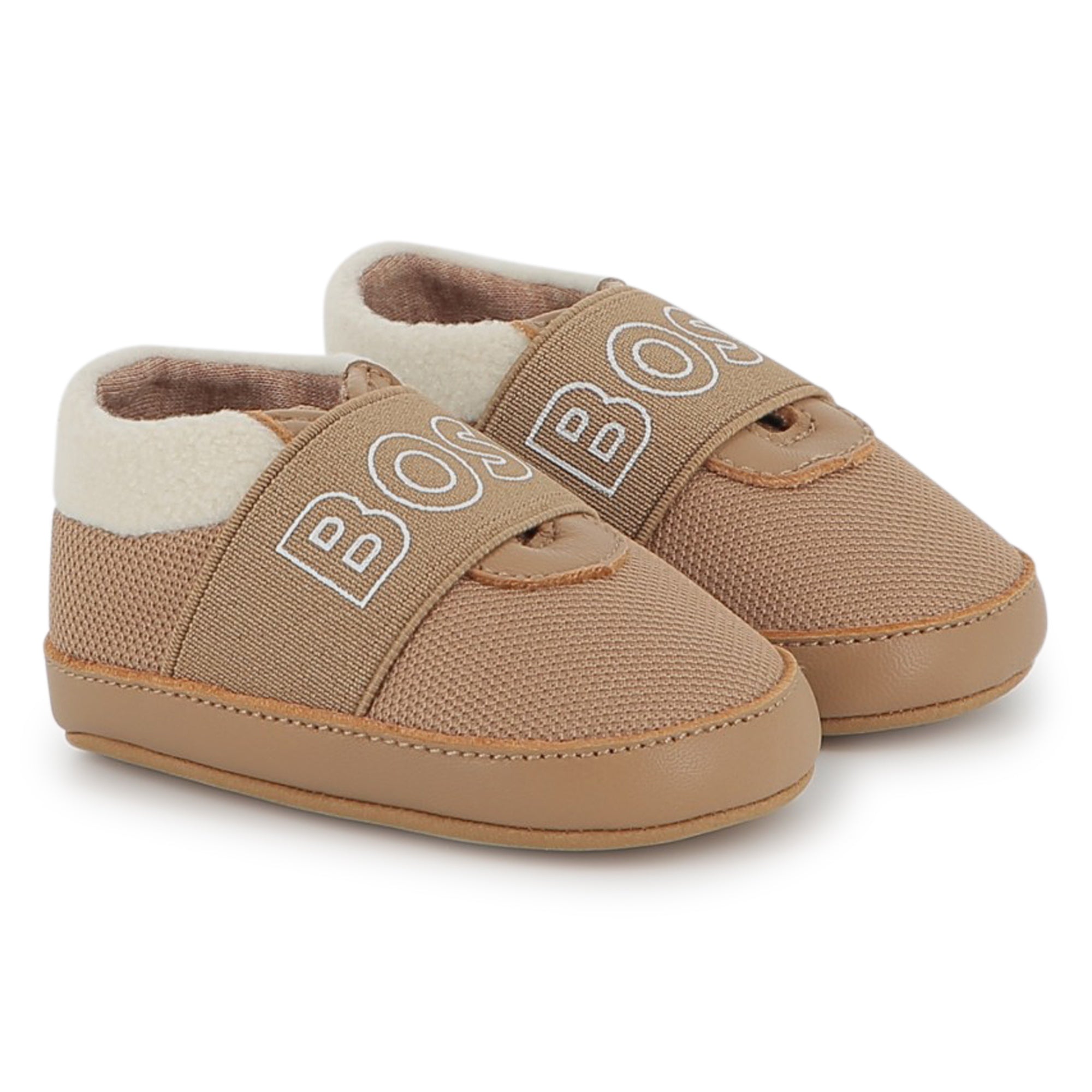 Sheep Leather and Fleece Slippers with Elastic Closure