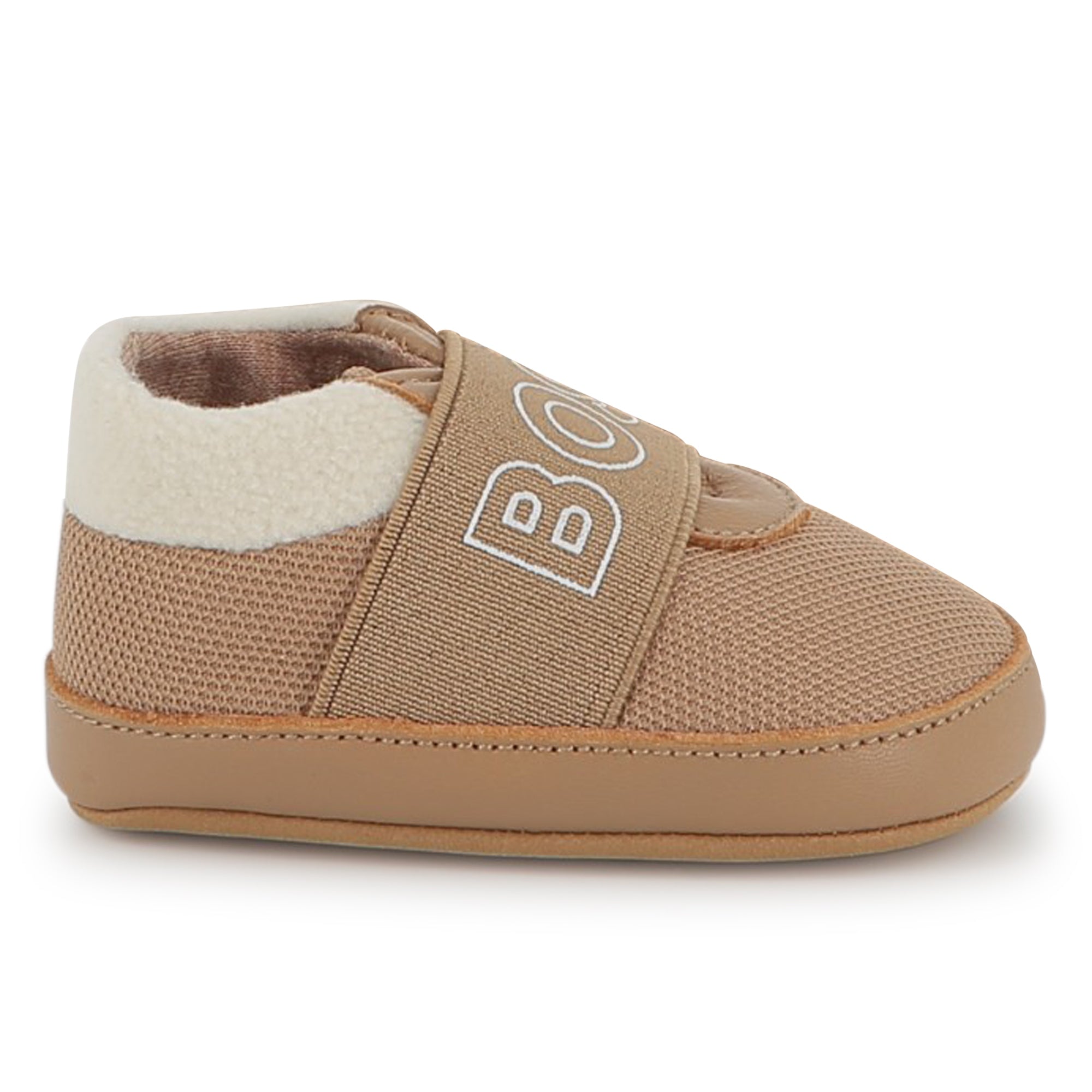 Sheep Leather and Fleece Slippers with Elastic Closure