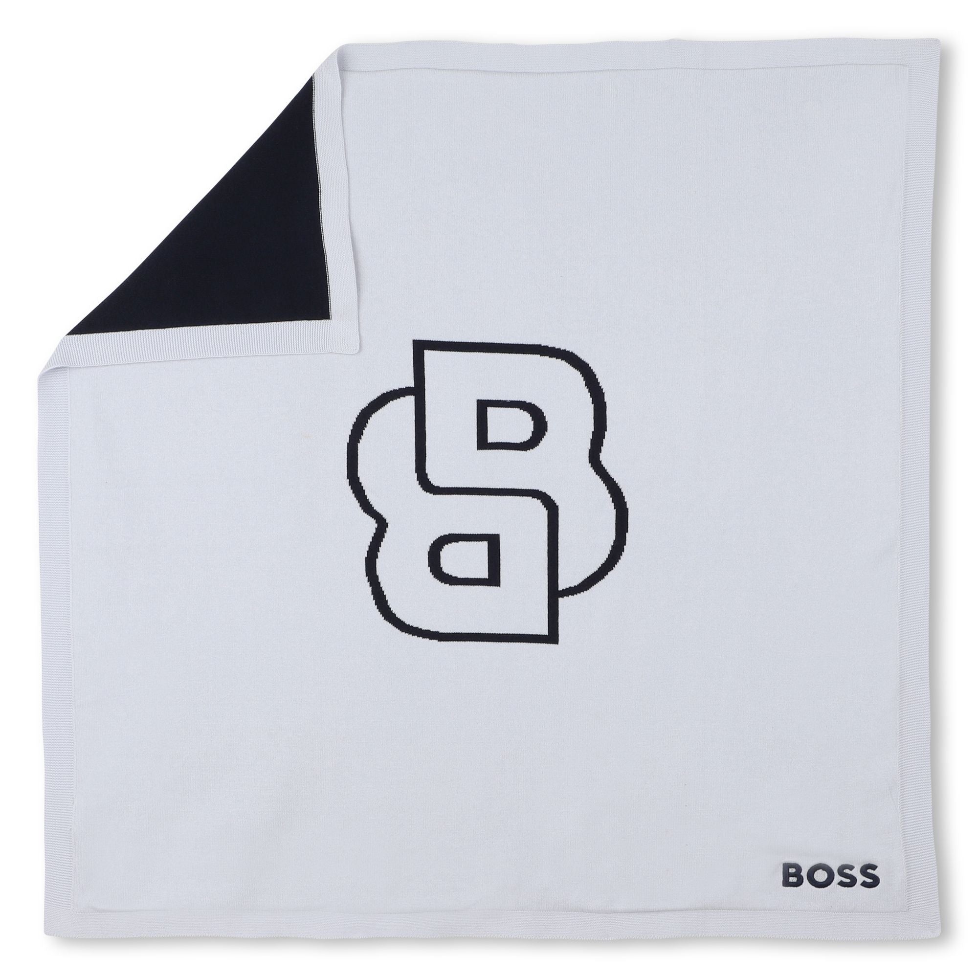 Knitted Baby Blanket with Jacquard Logo and Embroidery Hugo Boss