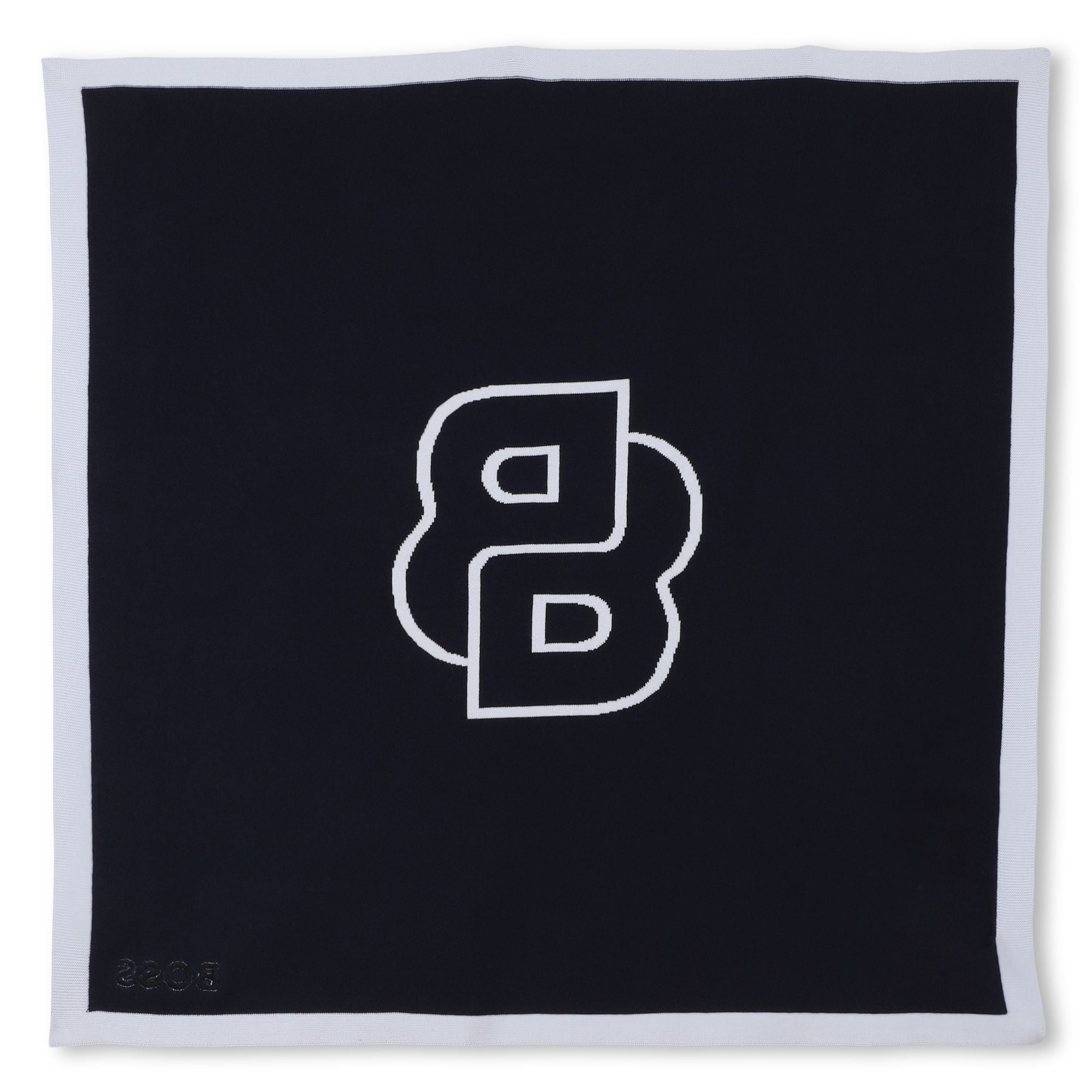 Knitted Baby Blanket with Jacquard Logo and Embroidery Hugo Boss