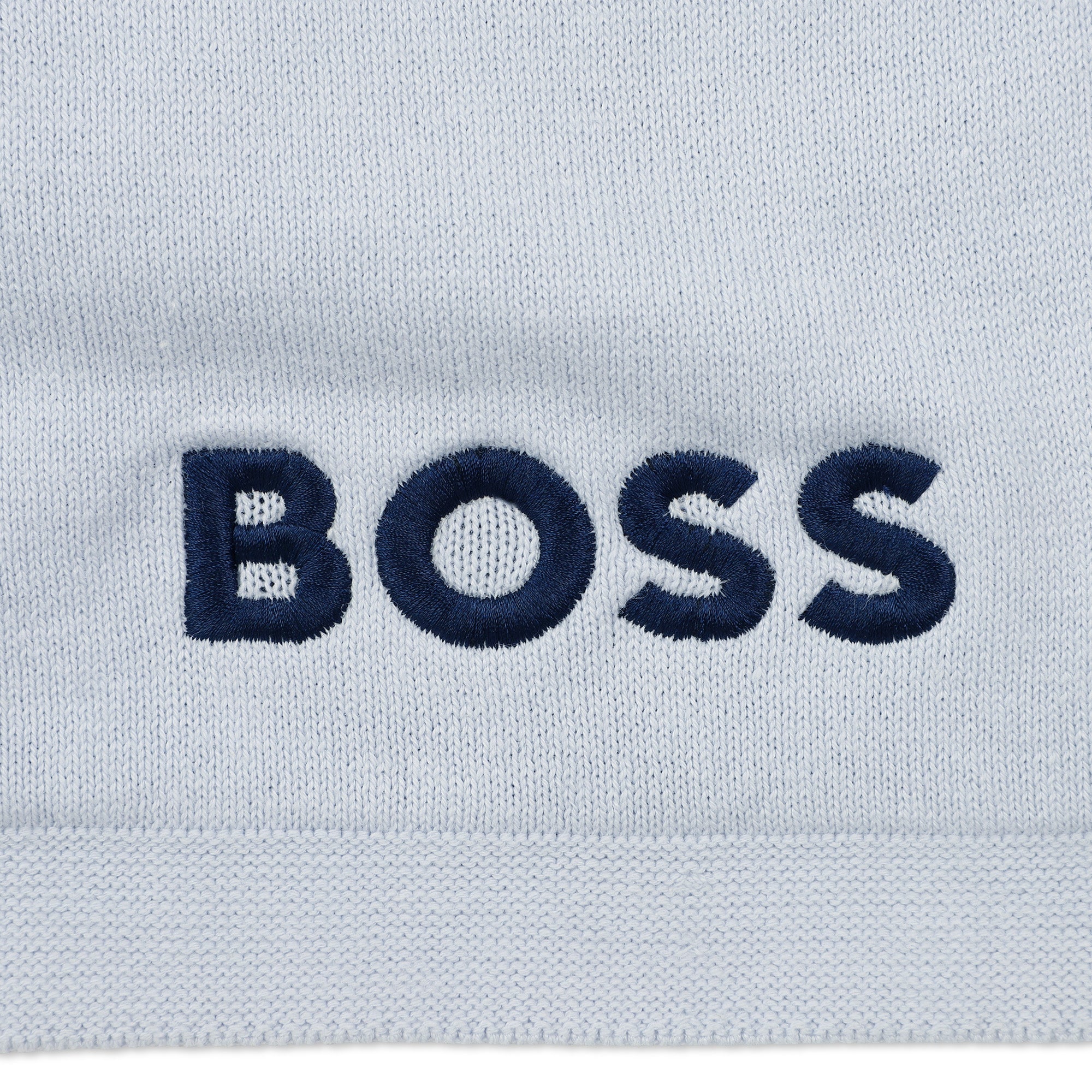 Knitted Baby Blanket with Jacquard Logo and Embroidery Hugo Boss