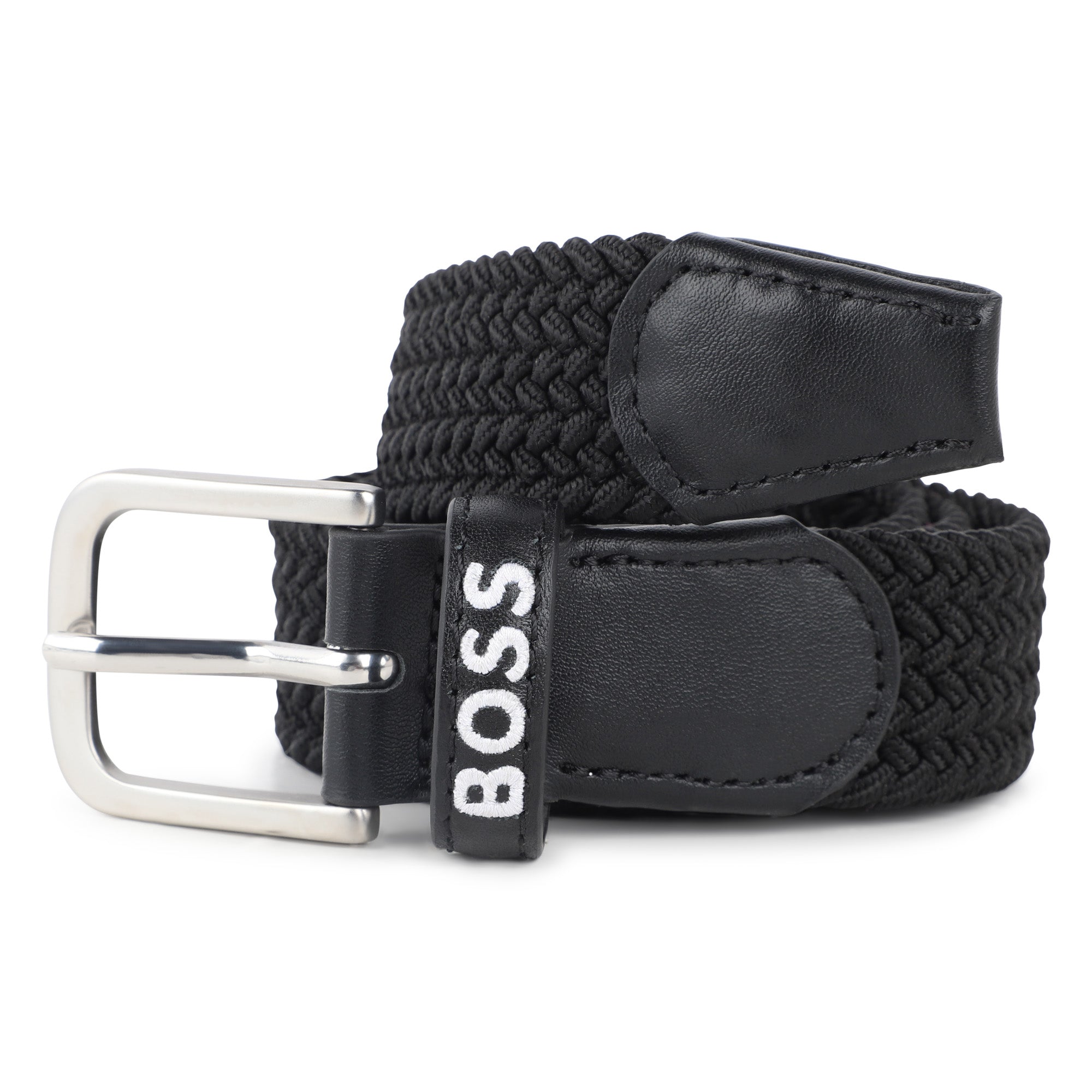 Braided Belt with Leather Yoke and Metal Buckle Hugo Boss