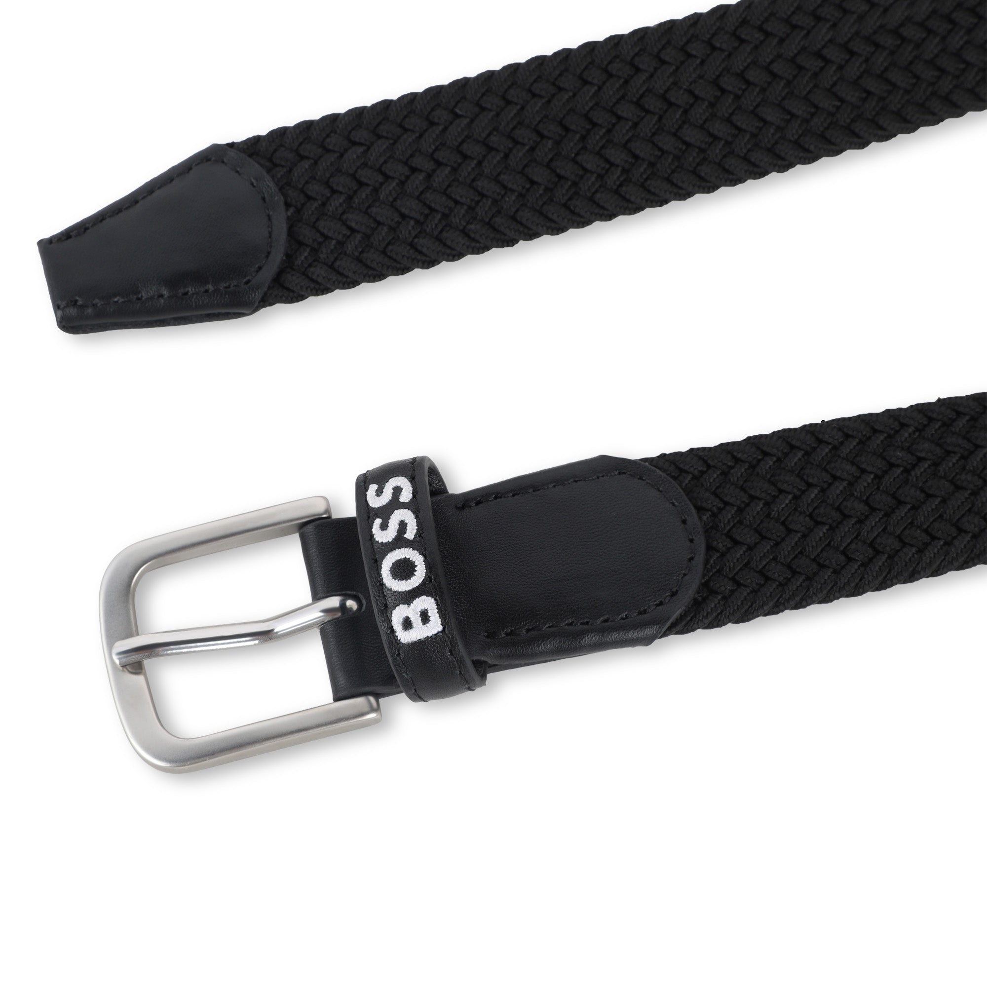 Braided Belt with Leather Yoke and Metal Buckle Hugo Boss