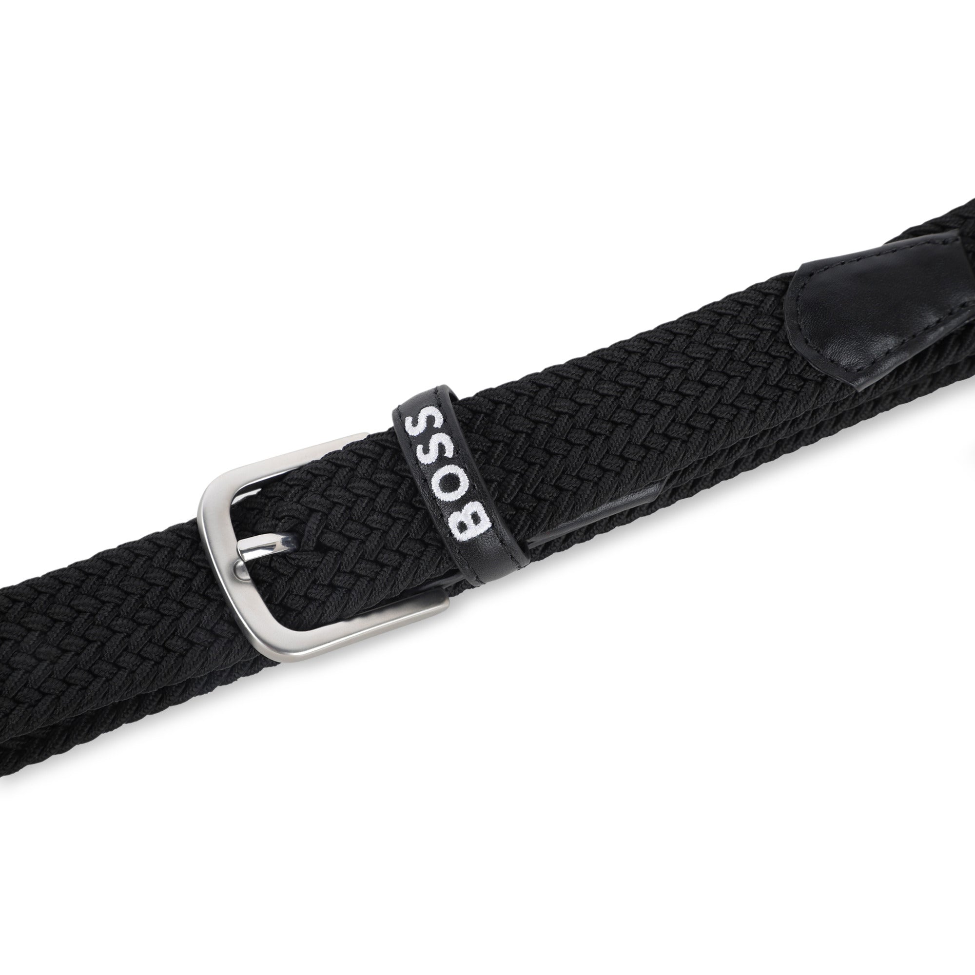 Braided Belt with Leather Yoke and Metal Buckle Hugo Boss