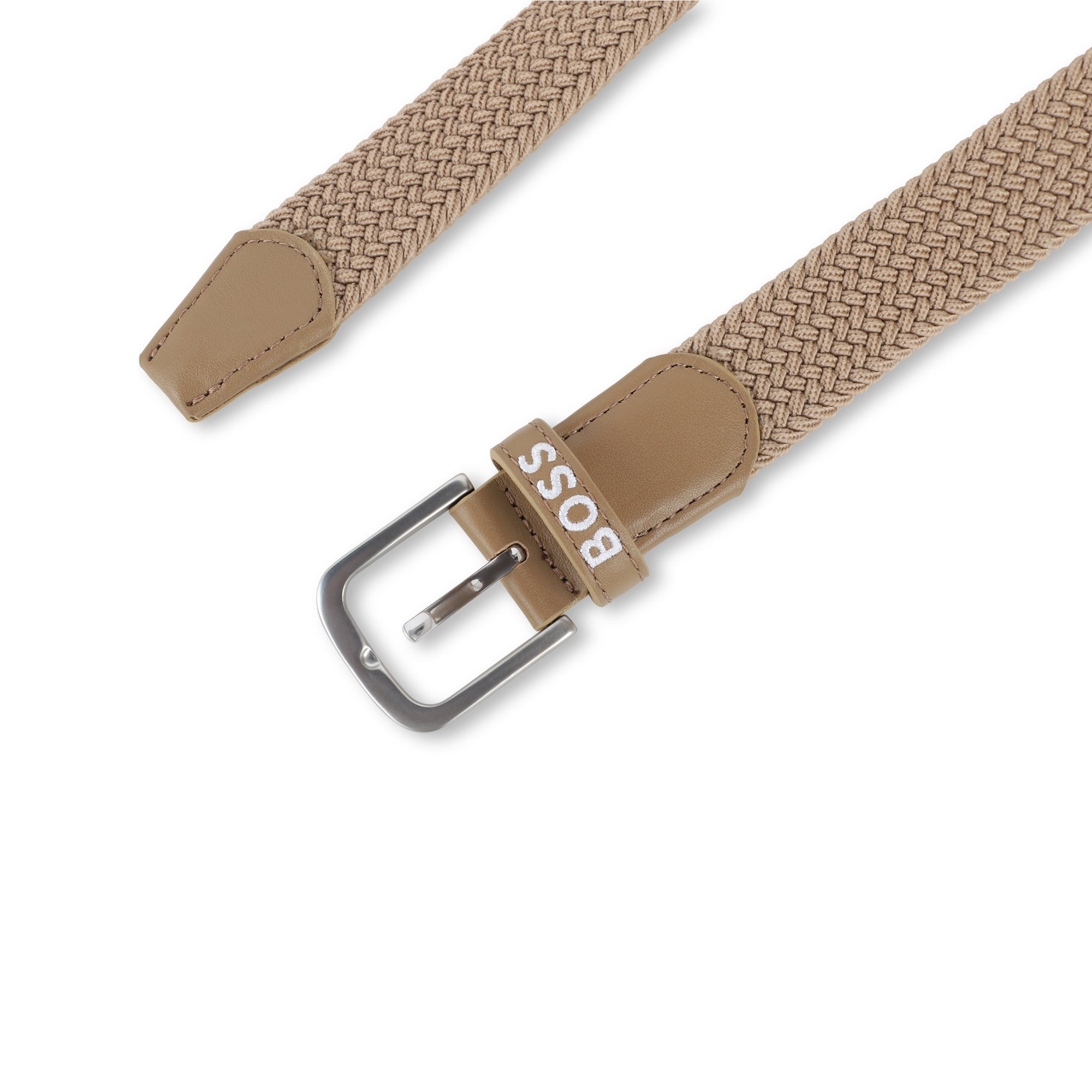 Braided Belt with Leather Yoke and Metal Buckle