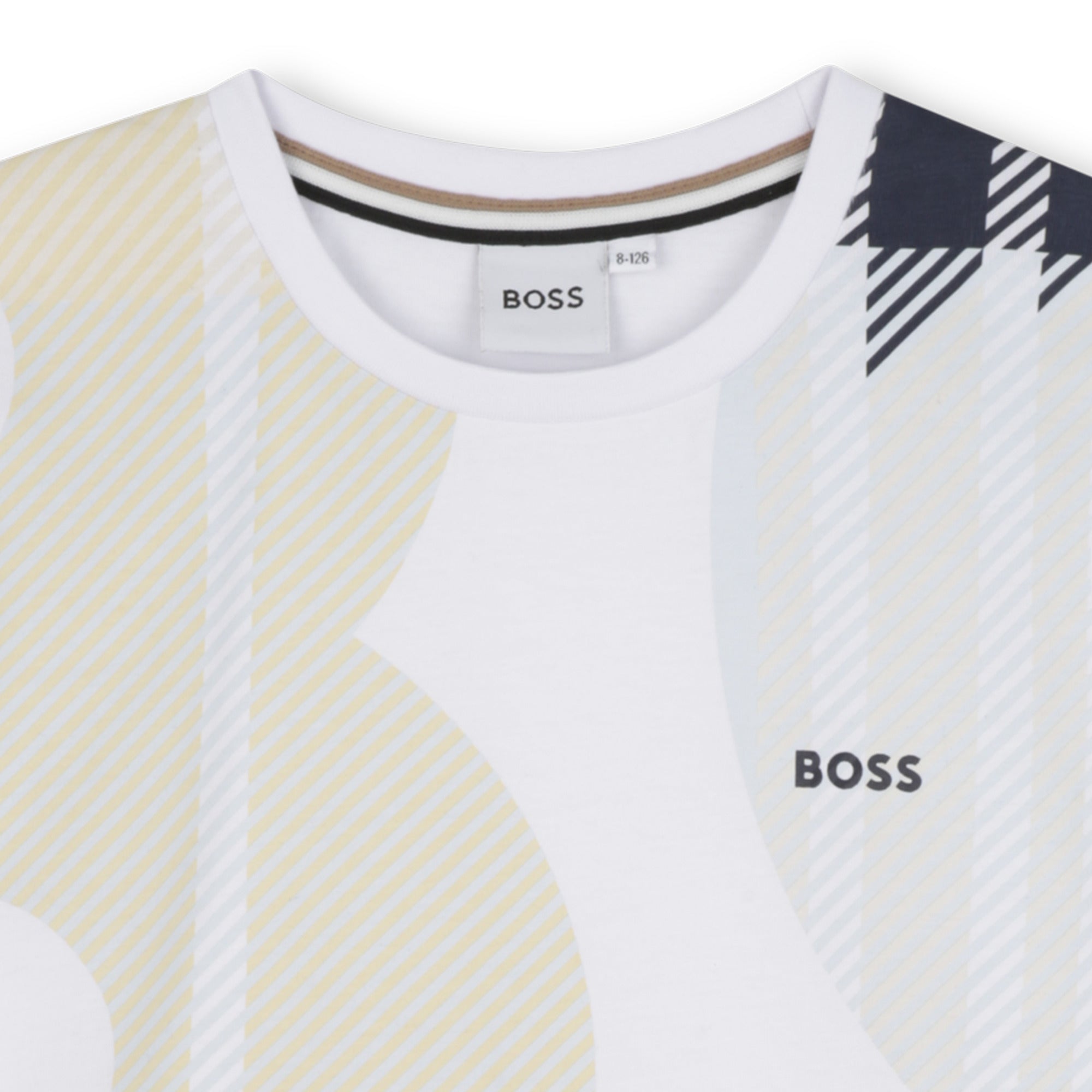 Cotton Jersey Short Sleeve T-Shirt with All-Over Print and Logo Hugo Boss