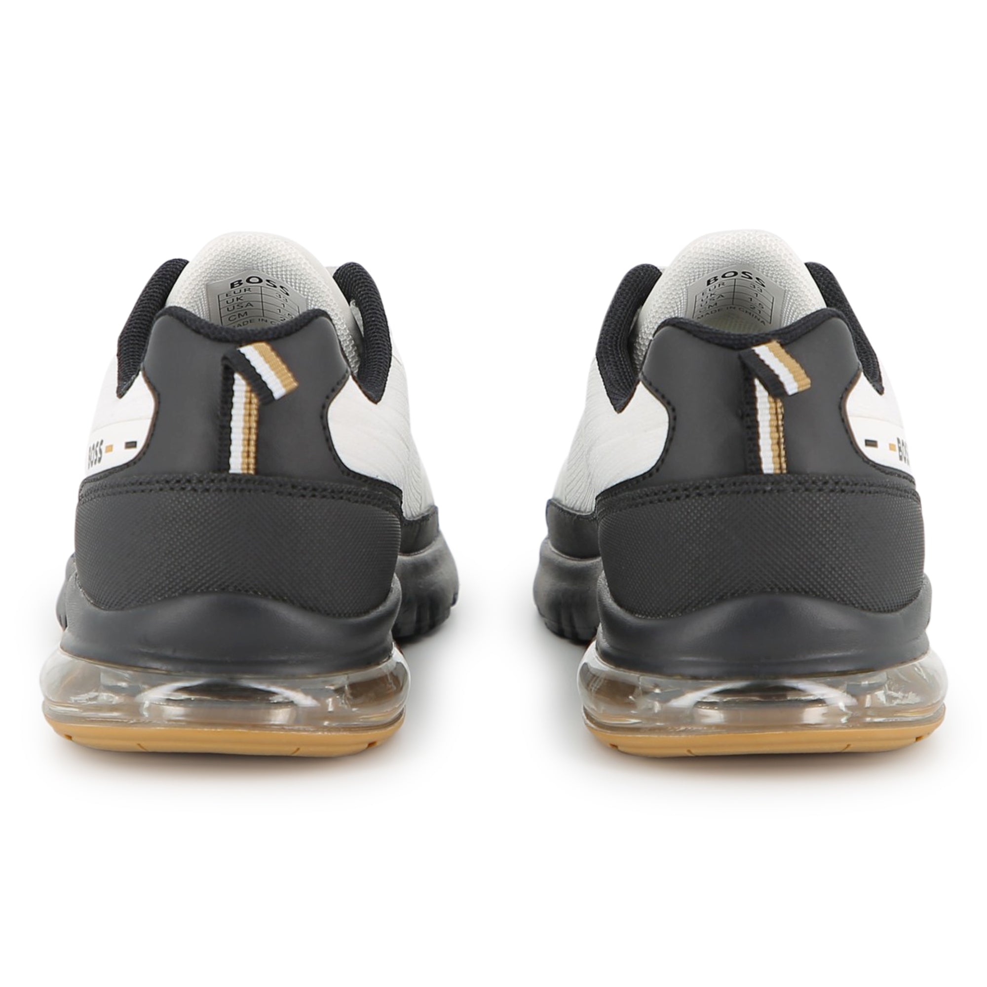 Boys Mixed-Material Mesh Sneakers in White and Black Hugo Boss