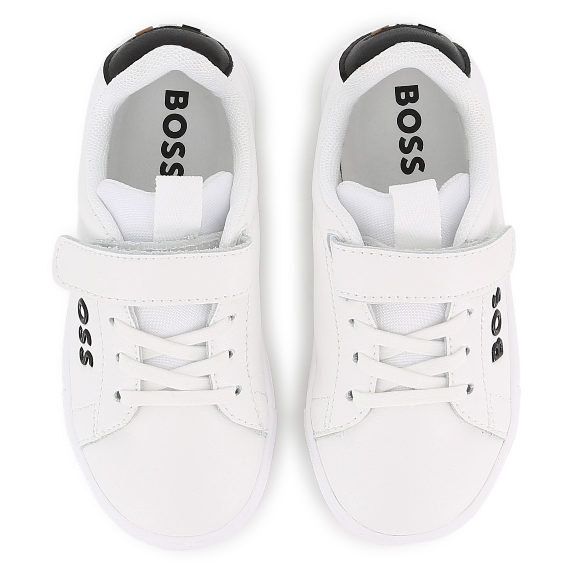 Leather Sneakers with Elastic Laces and Velcro Closure Hugo Boss
