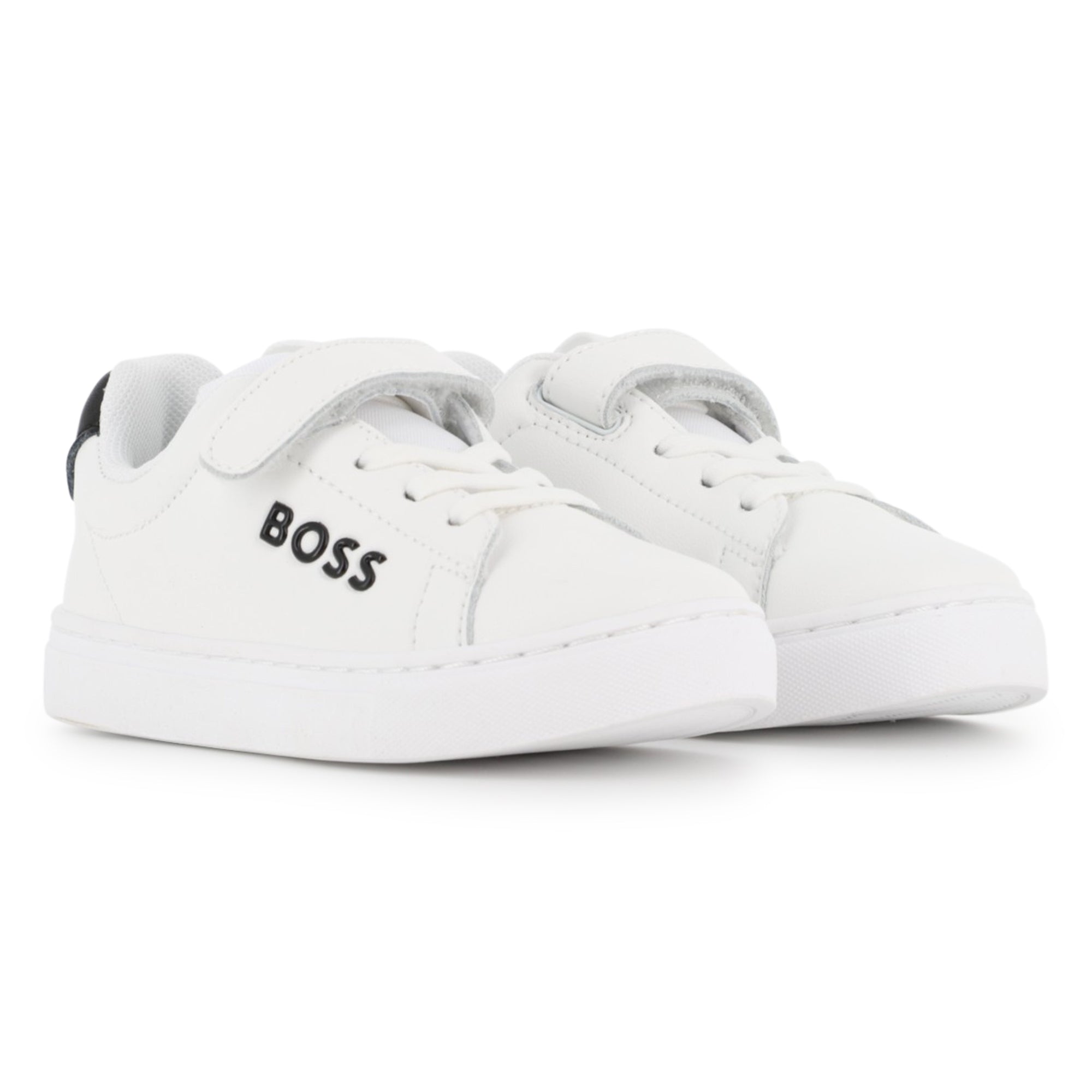 Leather Sneakers with Elastic Laces and Velcro Closure Hugo Boss