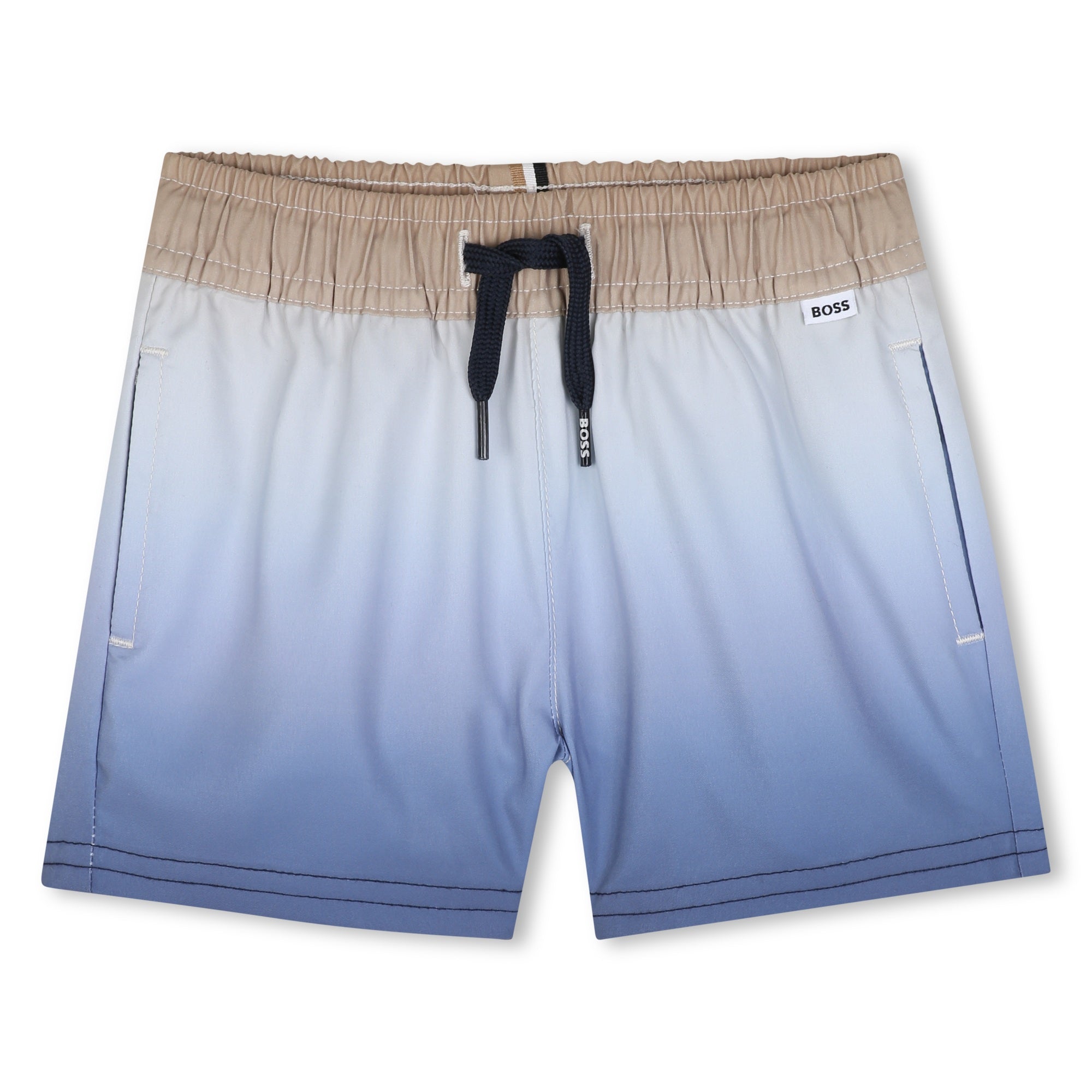 Boys Gradient Effect Swim Shorts in Blue and Beige Hugo Boss
