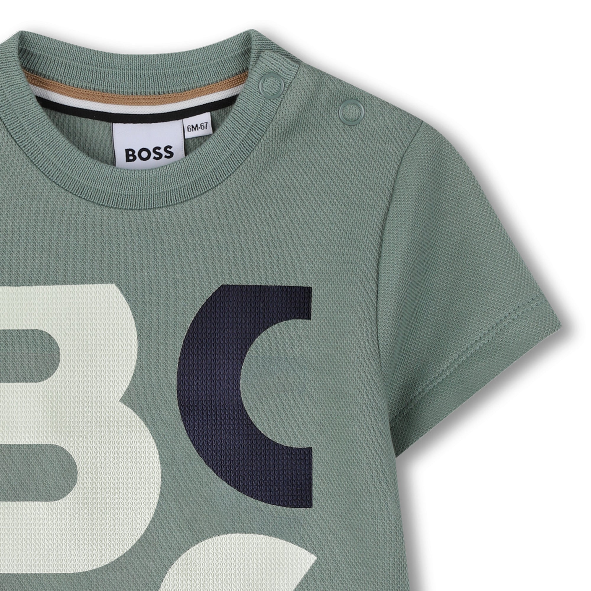 Graphic Logo Cotton Piqué T-Shirt in Sage Green Hugo Boss