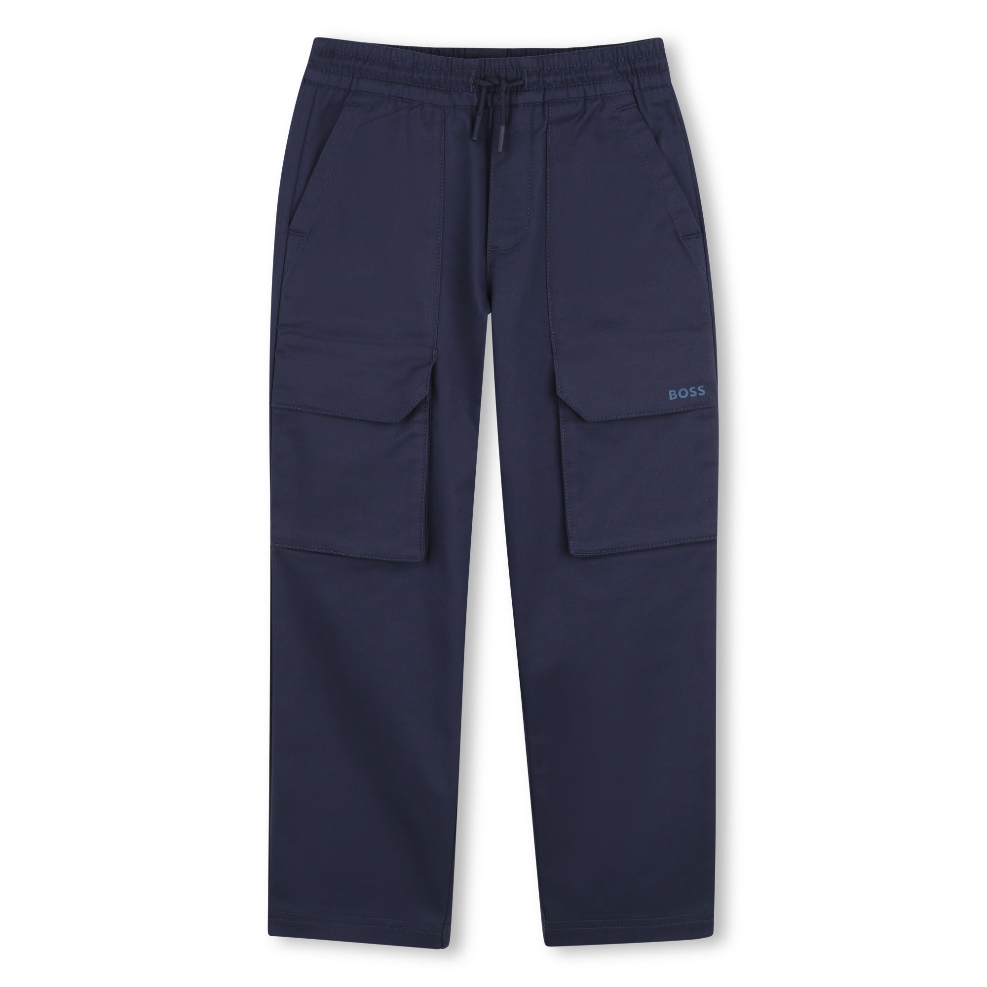 Boys Cotton Cargo Pants in Navy Hugo Boss