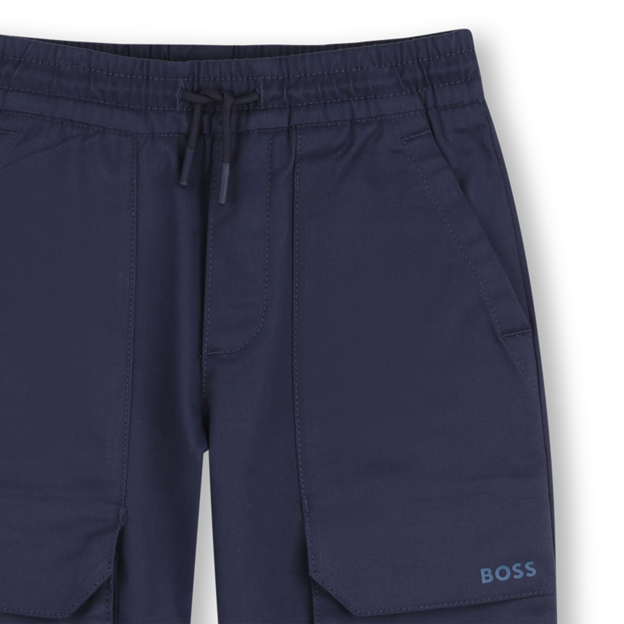 Boys Cotton Cargo Pants in Navy Hugo Boss