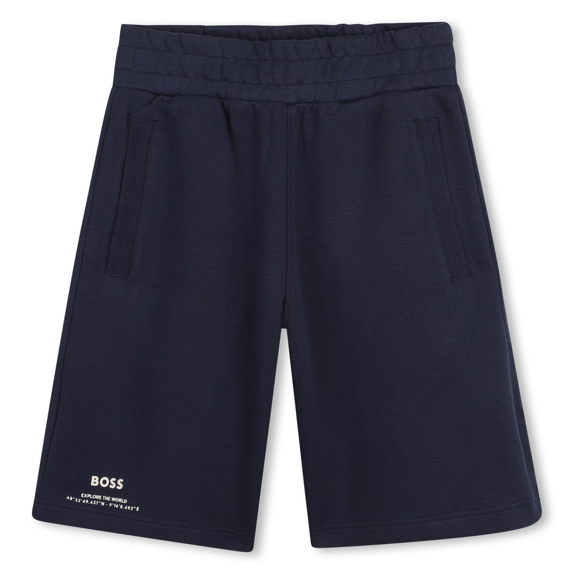 Boys Piqué Logo Jogging Shorts in Navy Hugo Boss