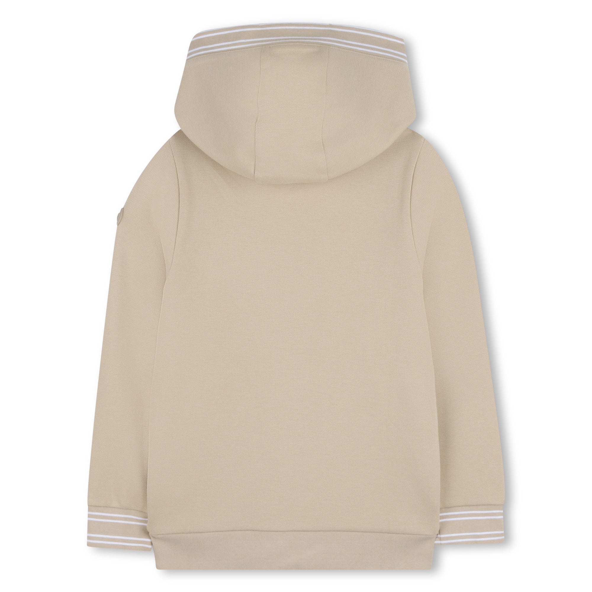 Boys Piqué Hooded Cardigan in Beige Hugo Boss