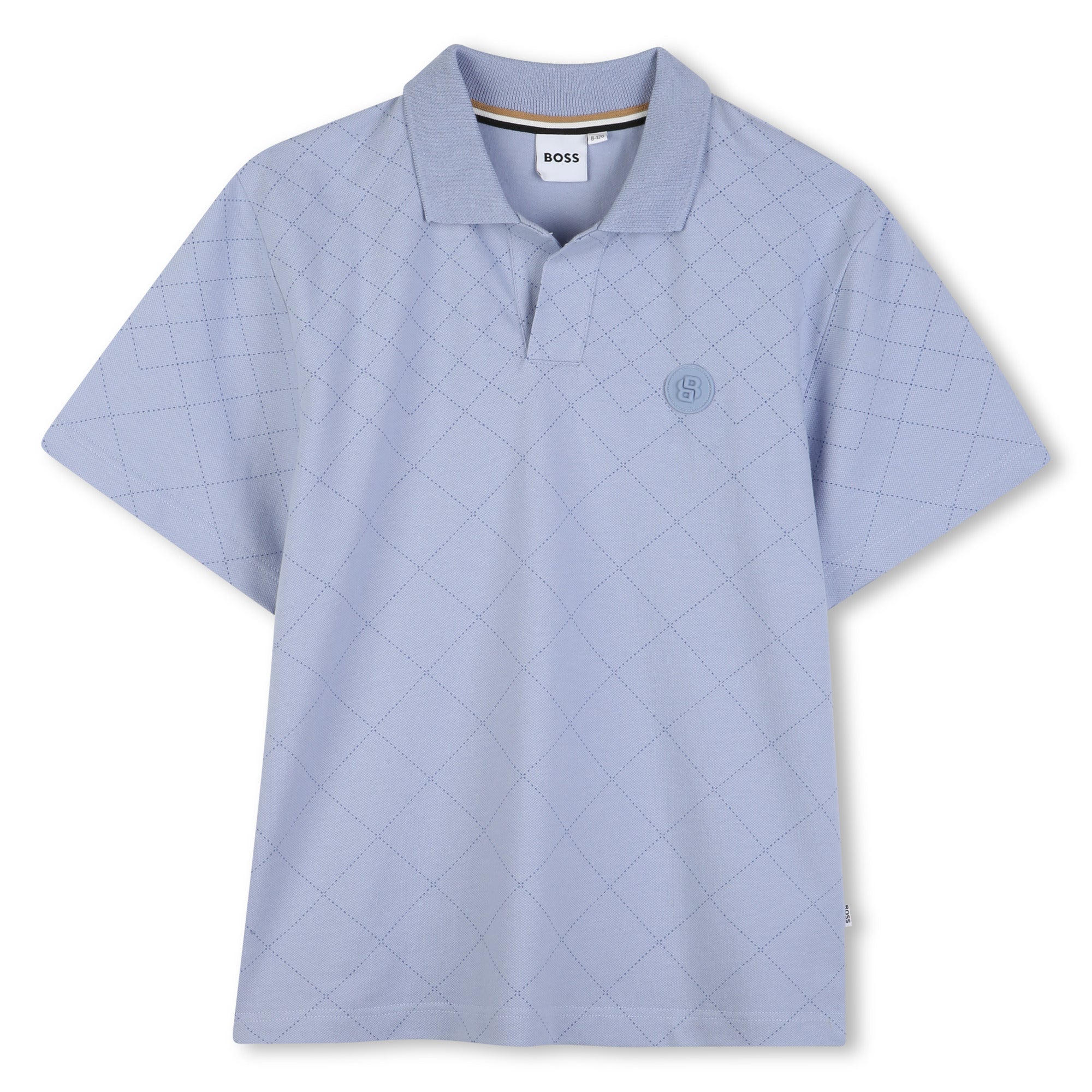 Boys Quilted Cotton Piqué Polo Shirt in Blue Hugo Boss