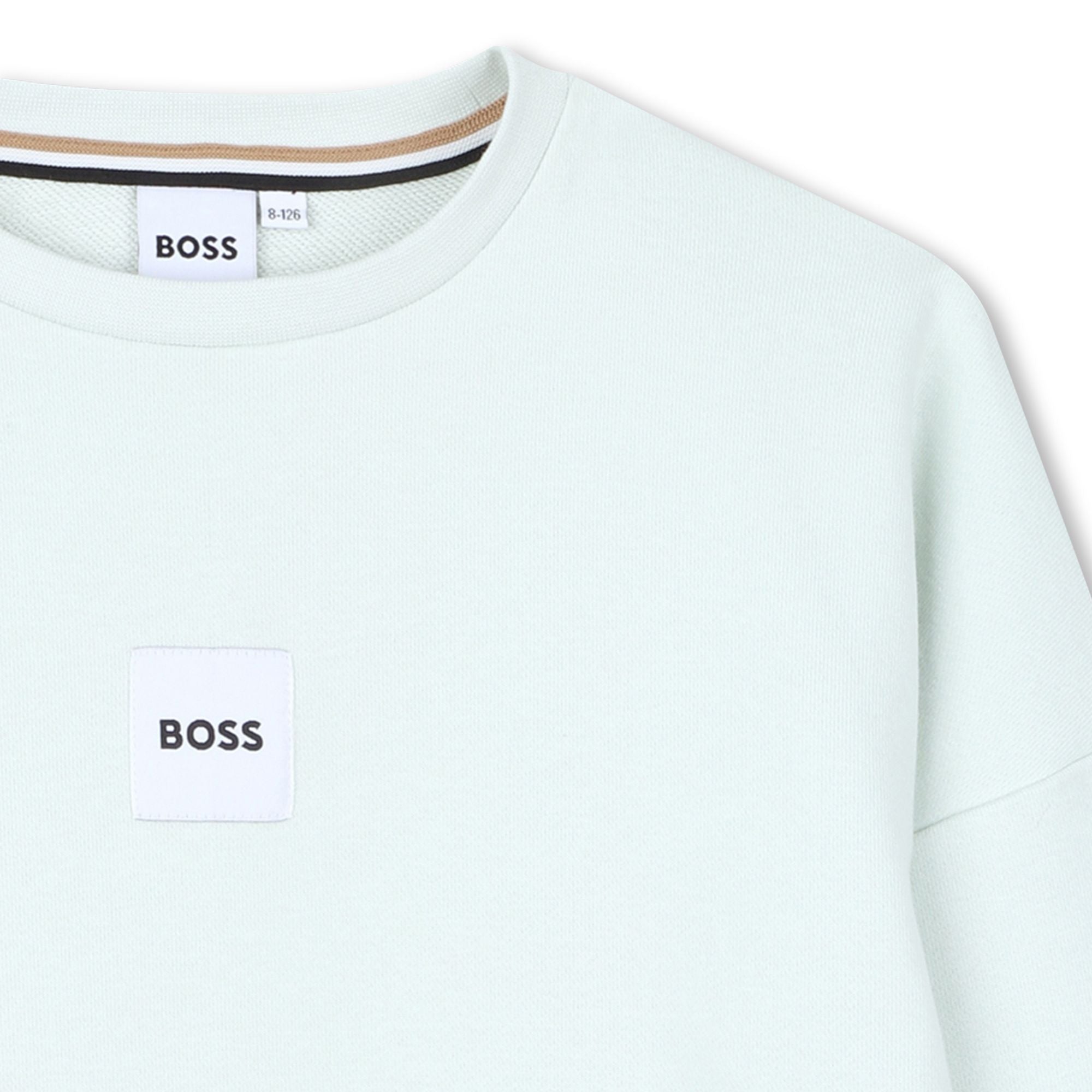 Boys Logo Fleece Sweatshirt in Mint Green Hugo Boss
