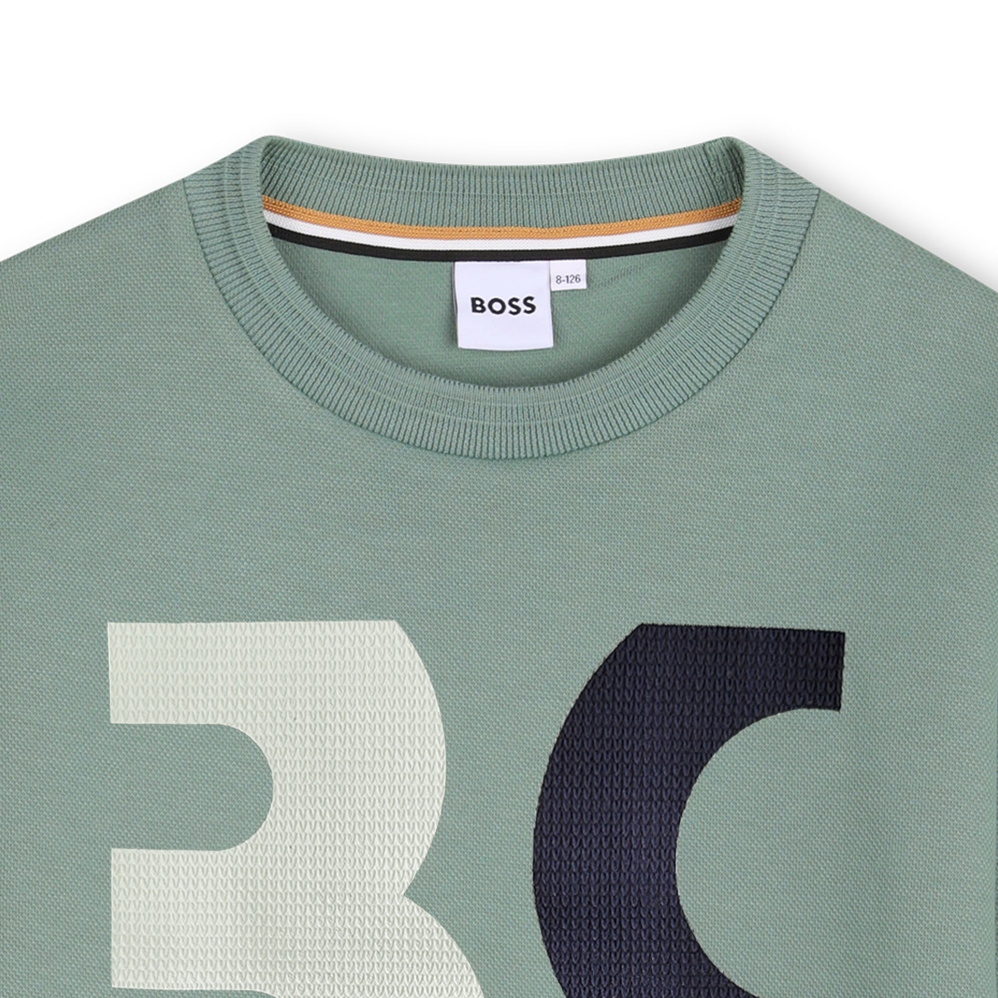 Boys Oversized Graphic Piqué T-Shirt in Sage Green Hugo Boss